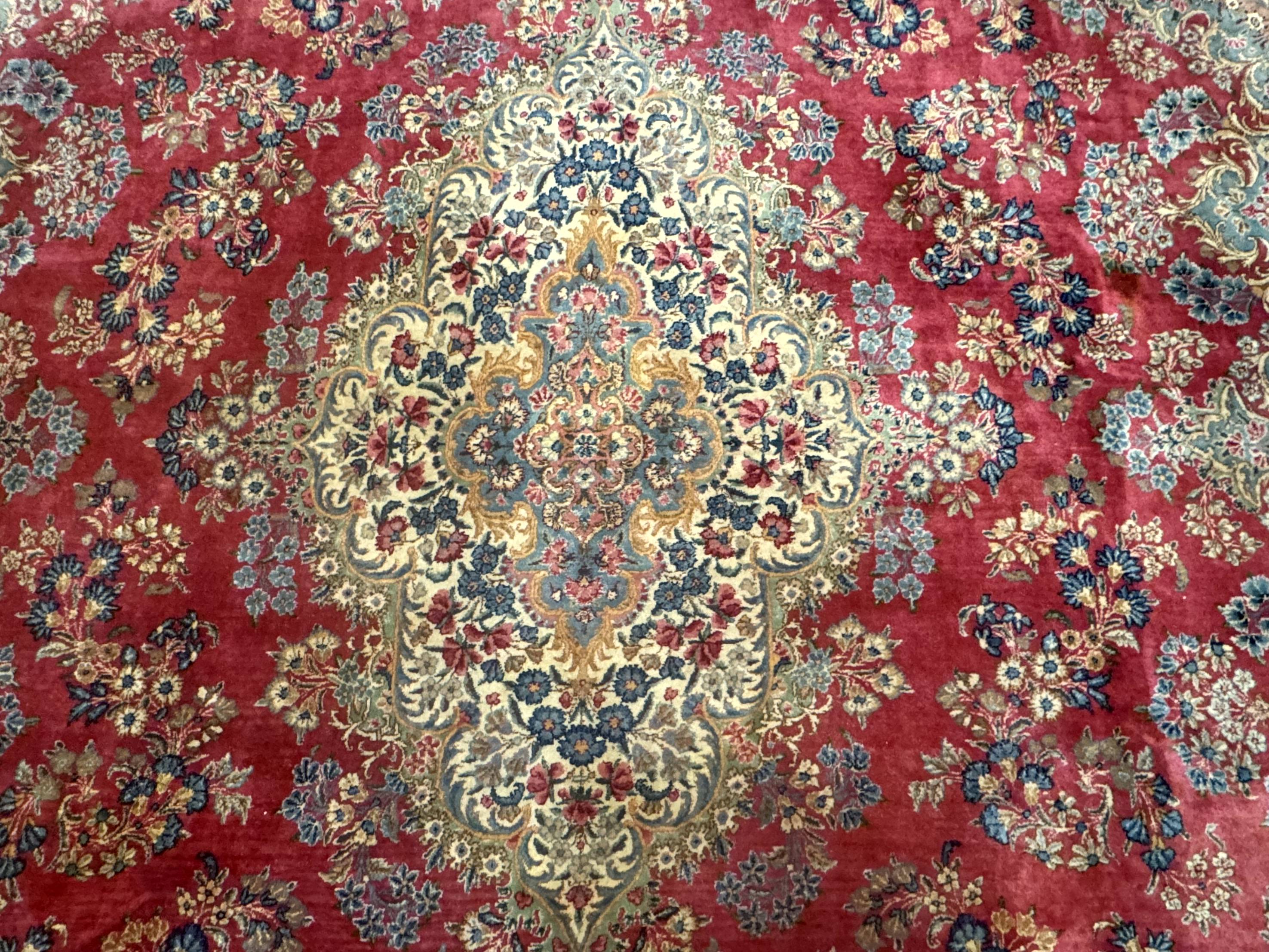 Persian Kerman Rug 12x18 Red Palace Sized Wool Handmade Carpet - Jewel Rugs