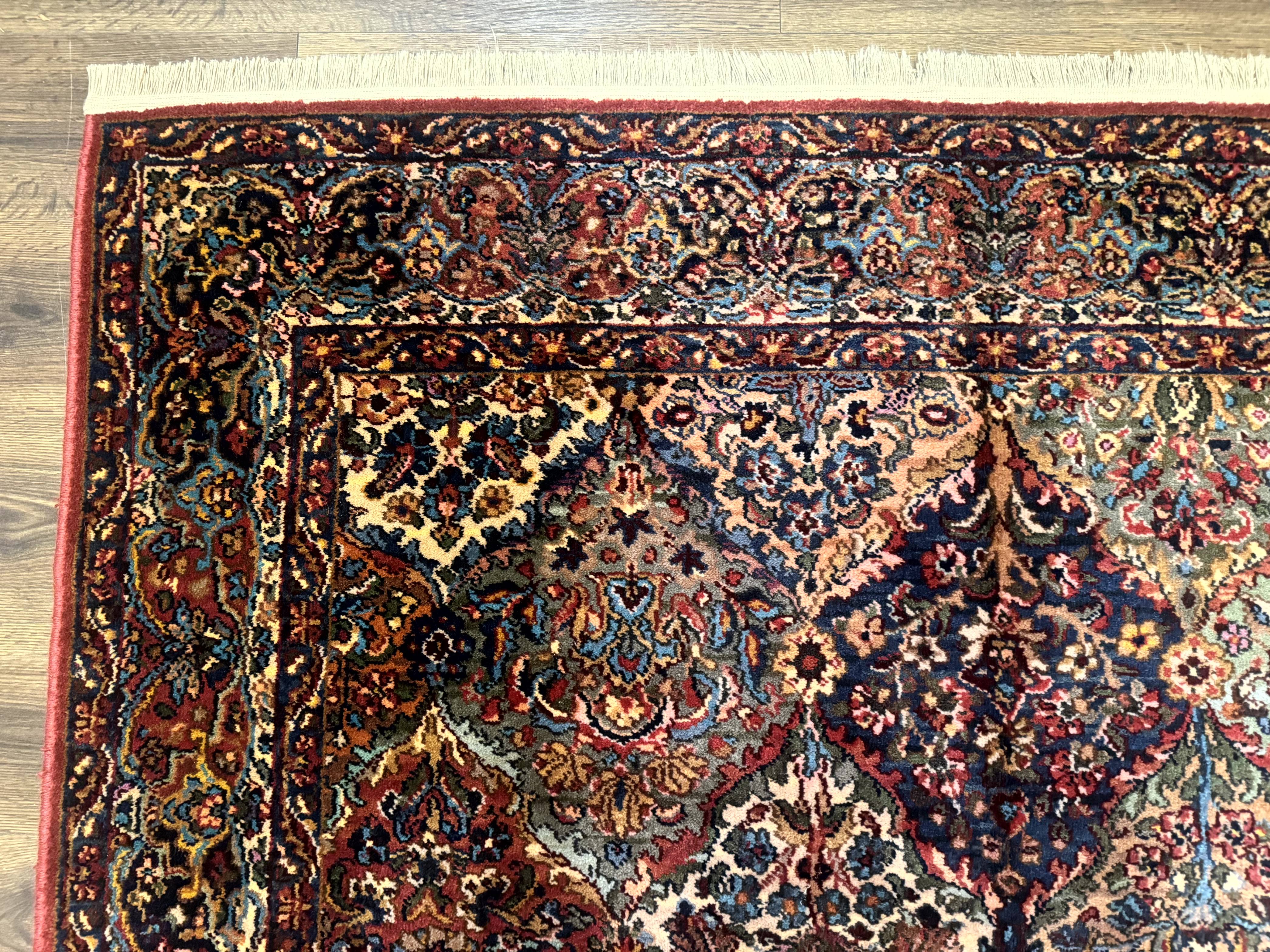Karastan Rug 5.9 x 9, Multicolor Panel Kirman Rug #717, Wool Original Karastan Collection 700 Series - Jewel Rugs