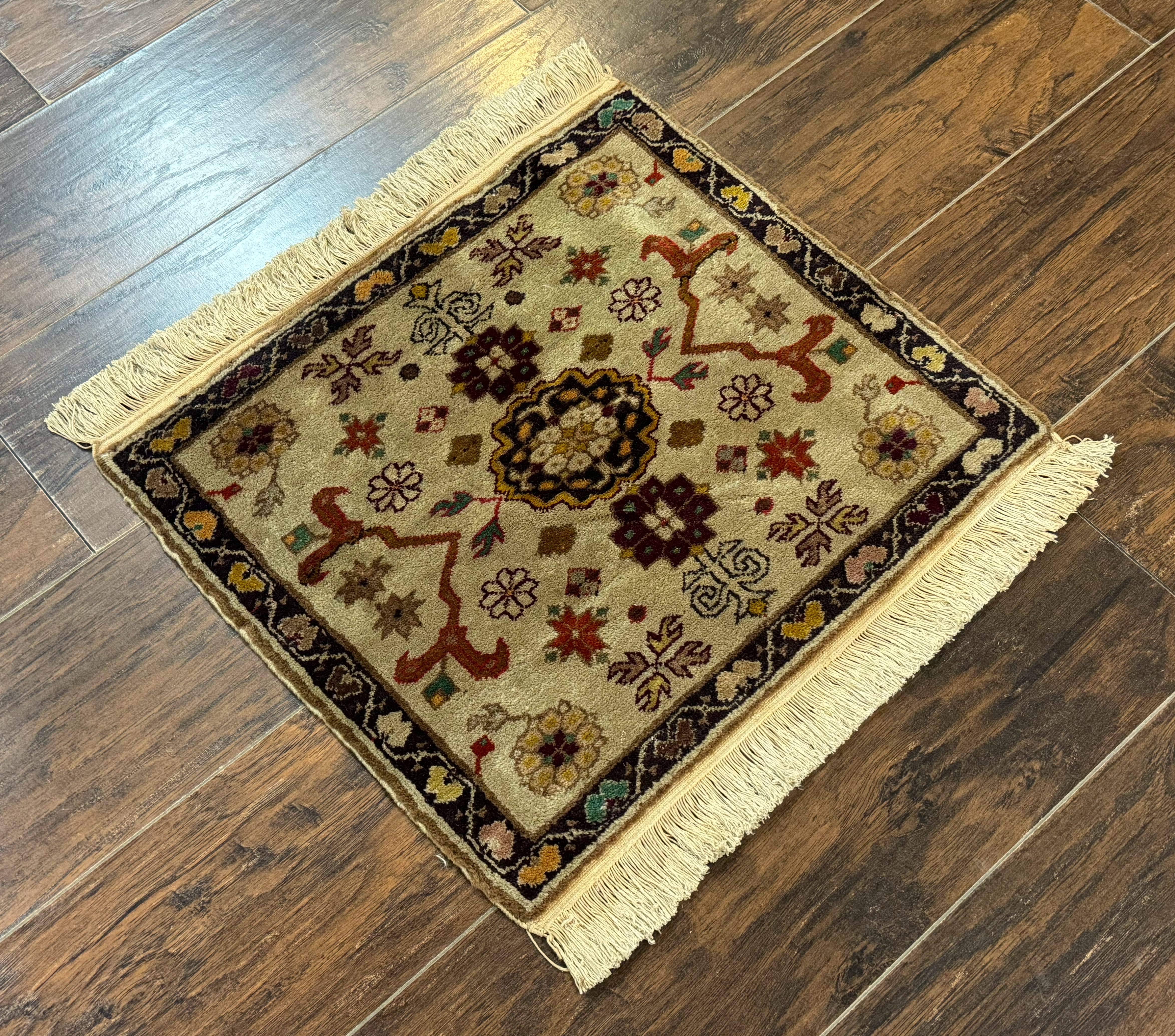 Small Egyptian Rug– Tan, Handmade Wool Vintage Accent Rug - Jewel Rugs