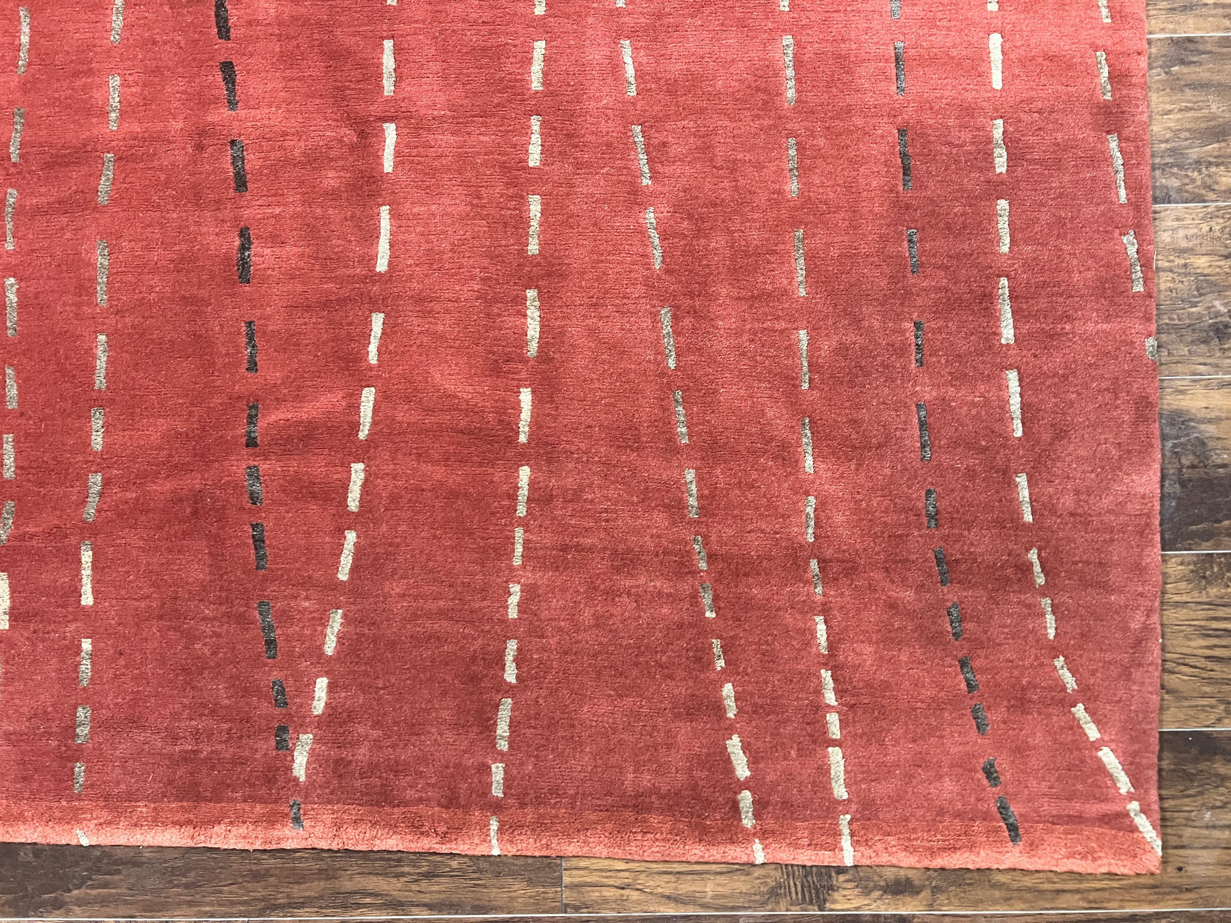 Oversized Nepali Rug 11x17, Wool & Silk Hand Knotted Modern Carpet, Red Extra Large Handmade Tibetan Carpet - Jewel Rugs