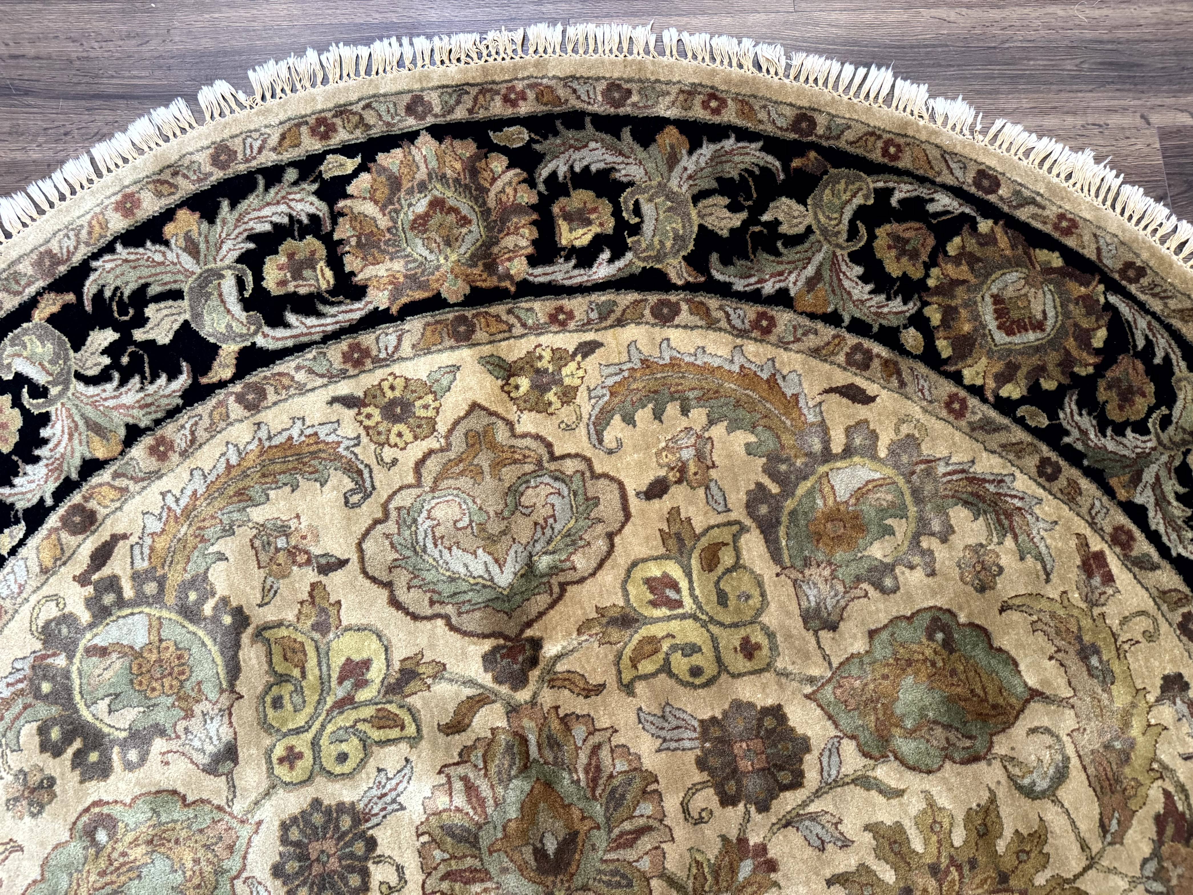 Indo Mahal Round Rug 8x8, Wool Handmade Indian Carpet - Jewel Rugs