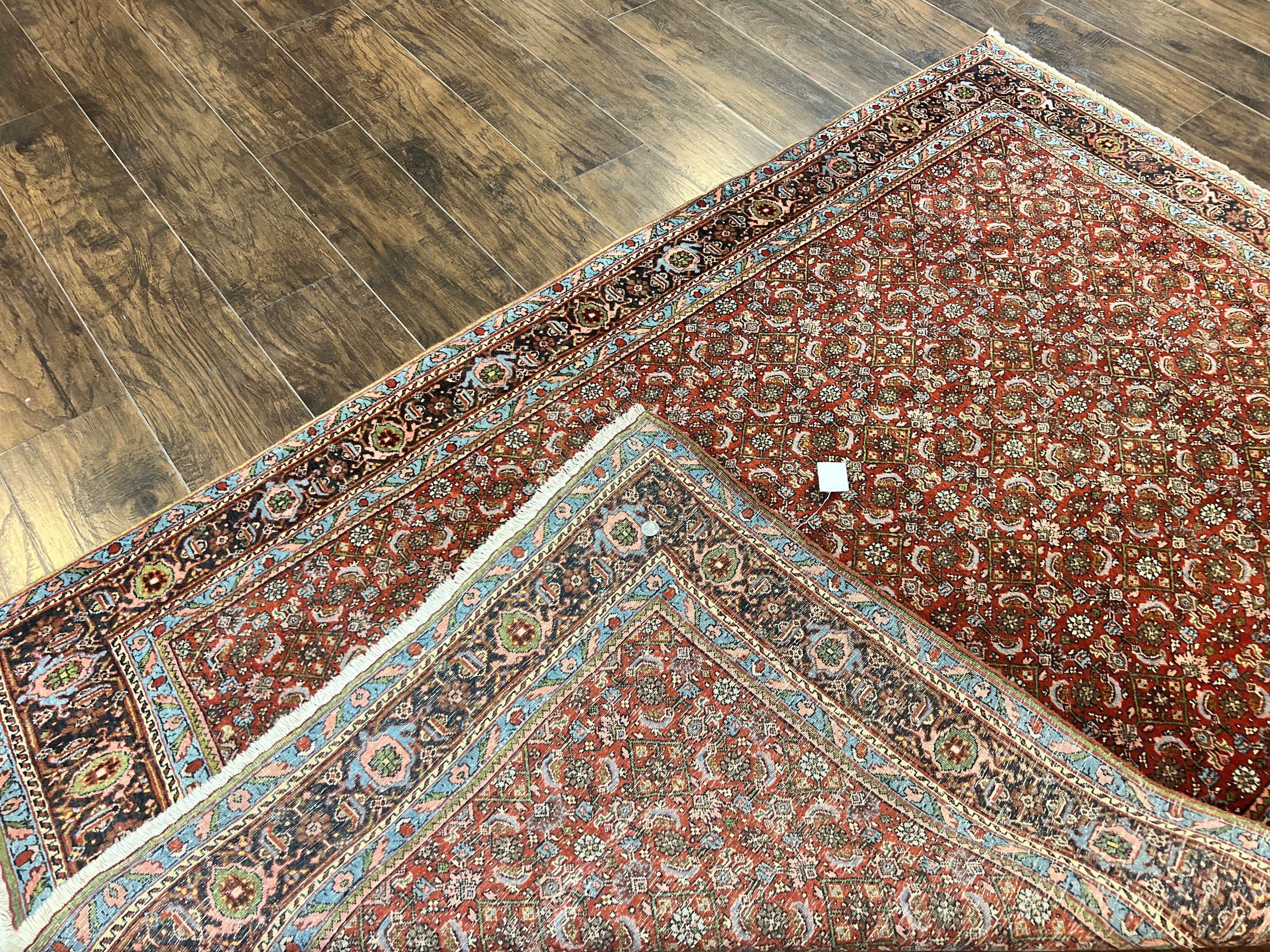 Antique Persian Bidjar Rug 5x7, Repeated Allover Herati Pattern, Red, Handmade Wool Carpet - Jewel Rugs