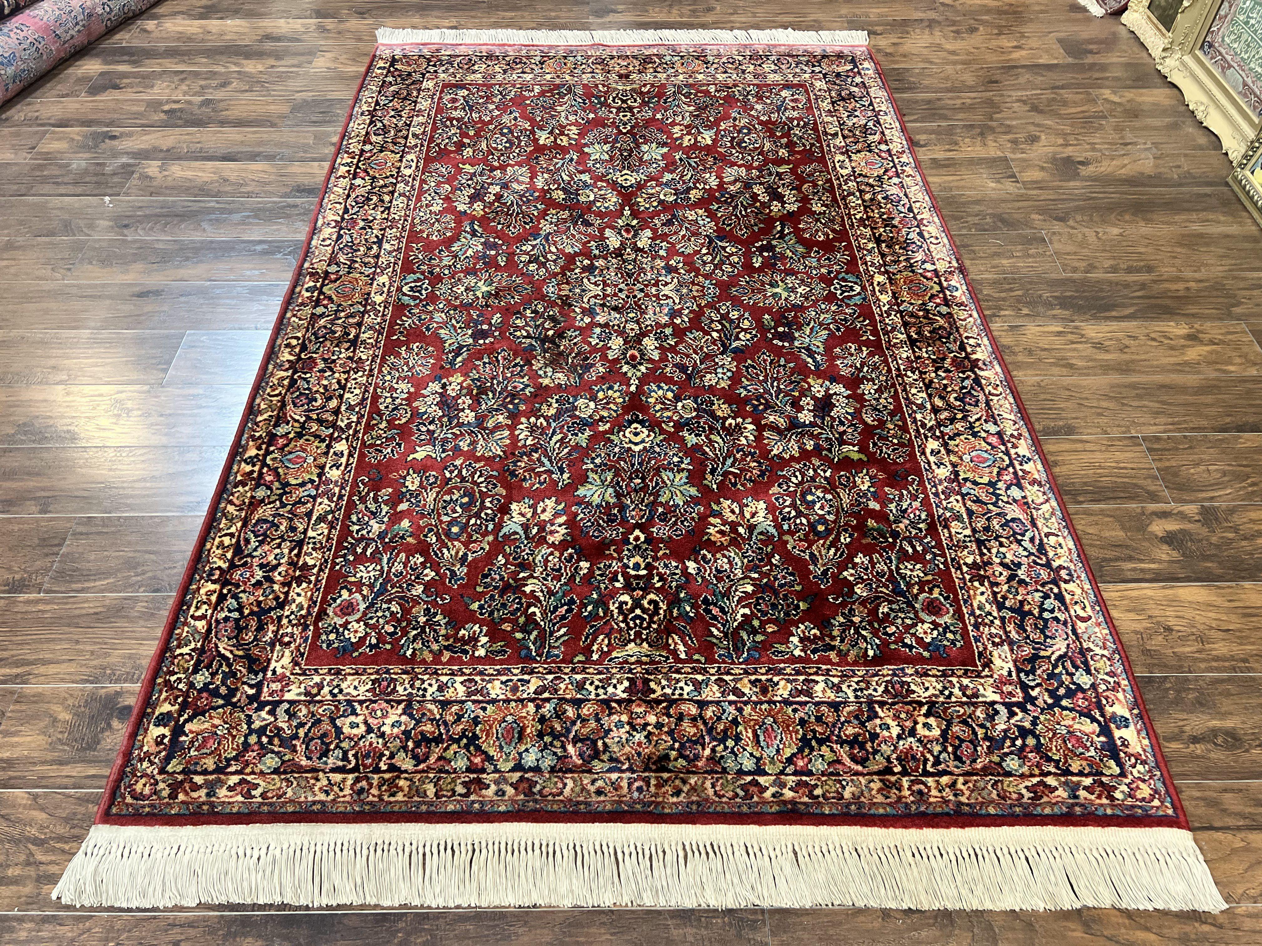 Karastan Rug 5.9 x 9 Red Sarouk #785, Wool Karastan Carpet, Original 700 Series, Vintage Karastan Oriental Rug Discontinued - Jewel Rugs