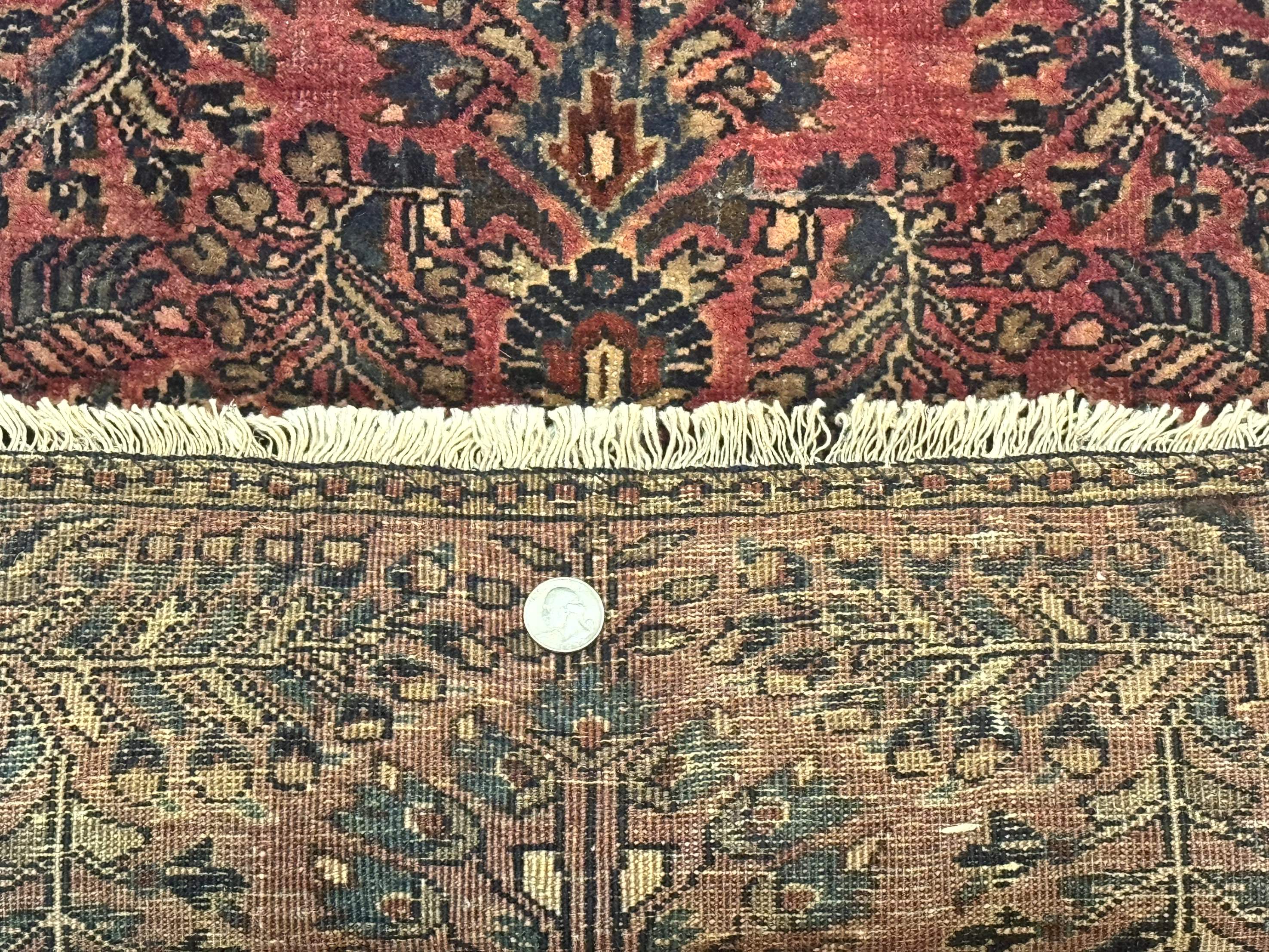 Persian Sarouk Rug 2x2, Small Antique Wool Scatter Rug, Red - Jewel Rugs