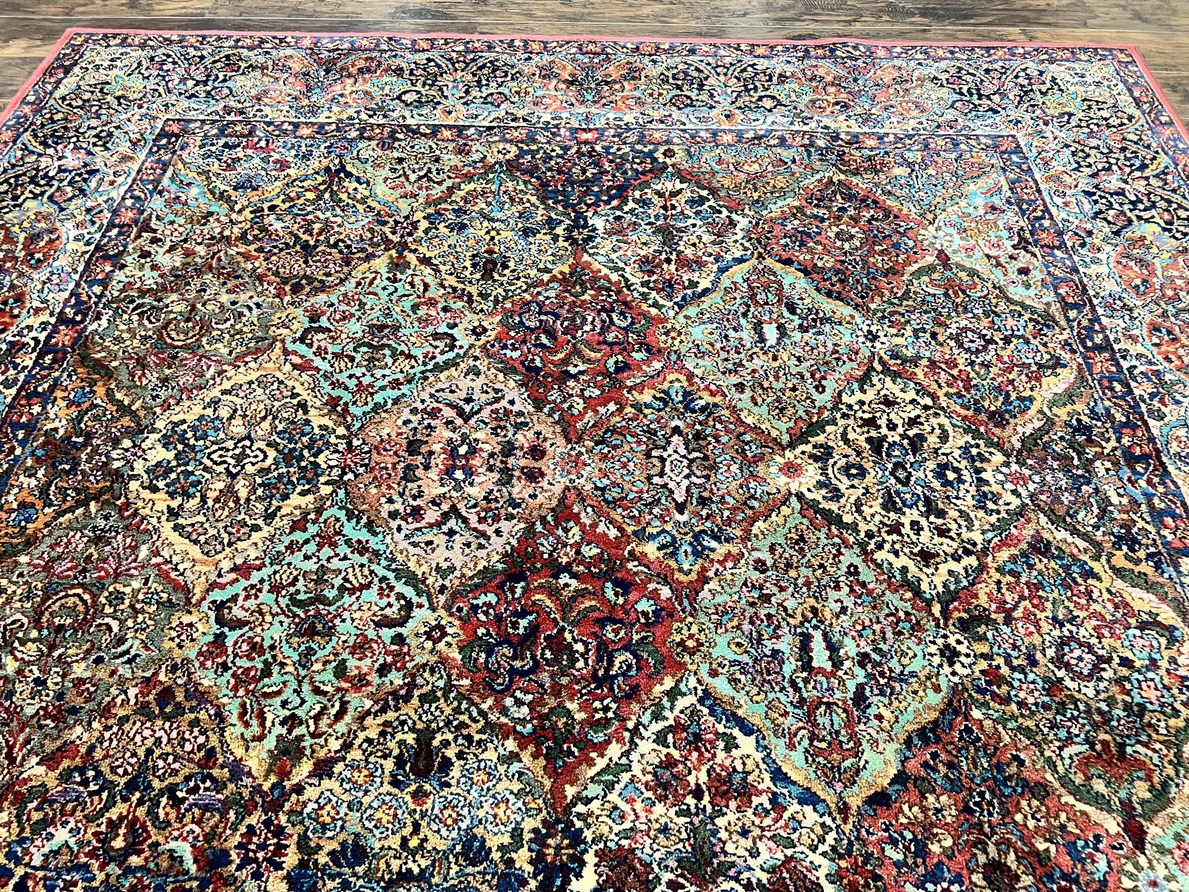 Karastan Multicolor Panel Kirman Rug #717, Square Wool Karastan Rug 9x9 ft, Wool Karastan Carpet, Original 700 Series, Rare Size 9 x 9 - Jewel Rugs