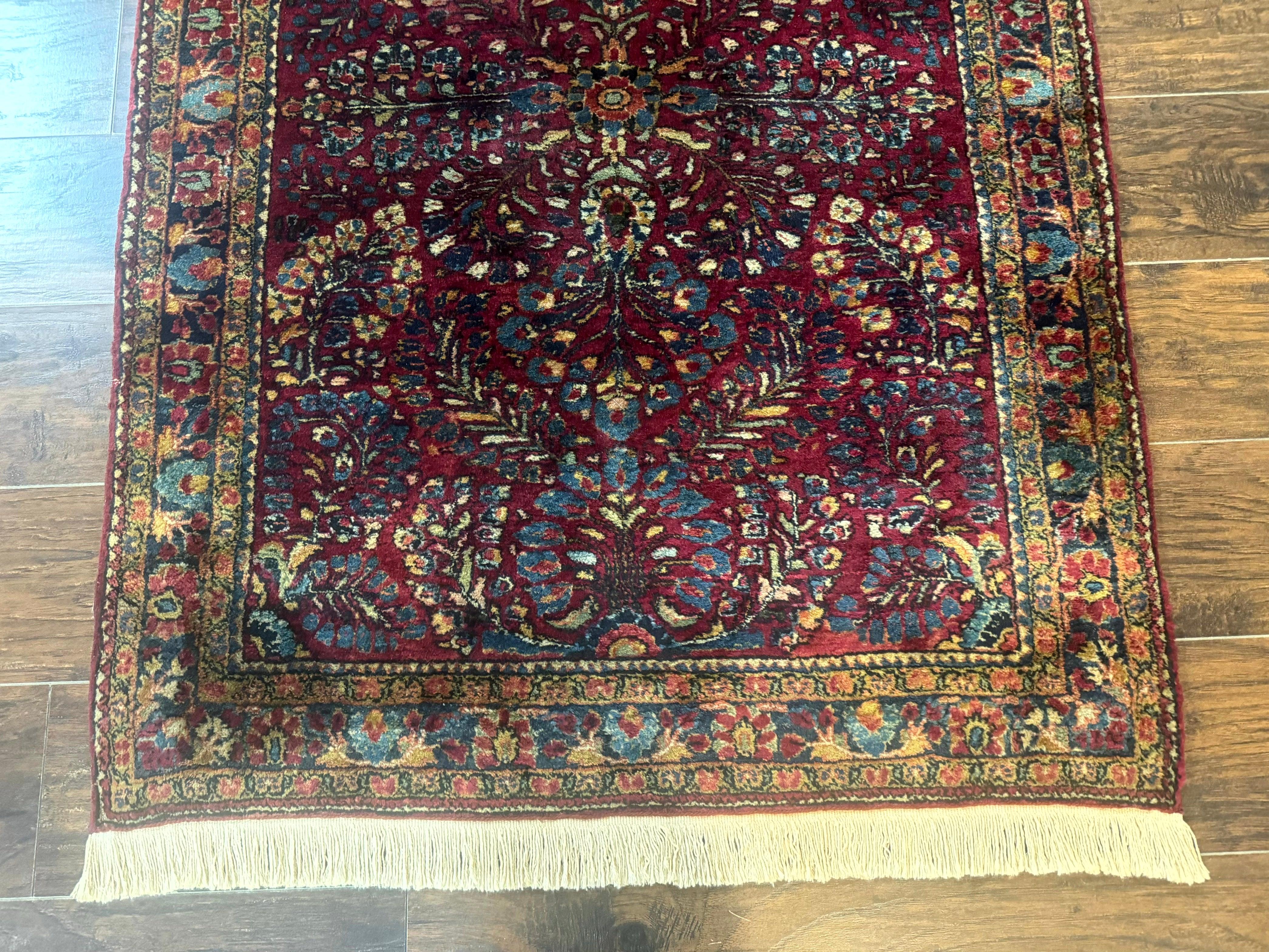 Antique Persian Sarouk Rug 3.6 x 5, Red, 1920s Persian Carpet - Jewel Rugs