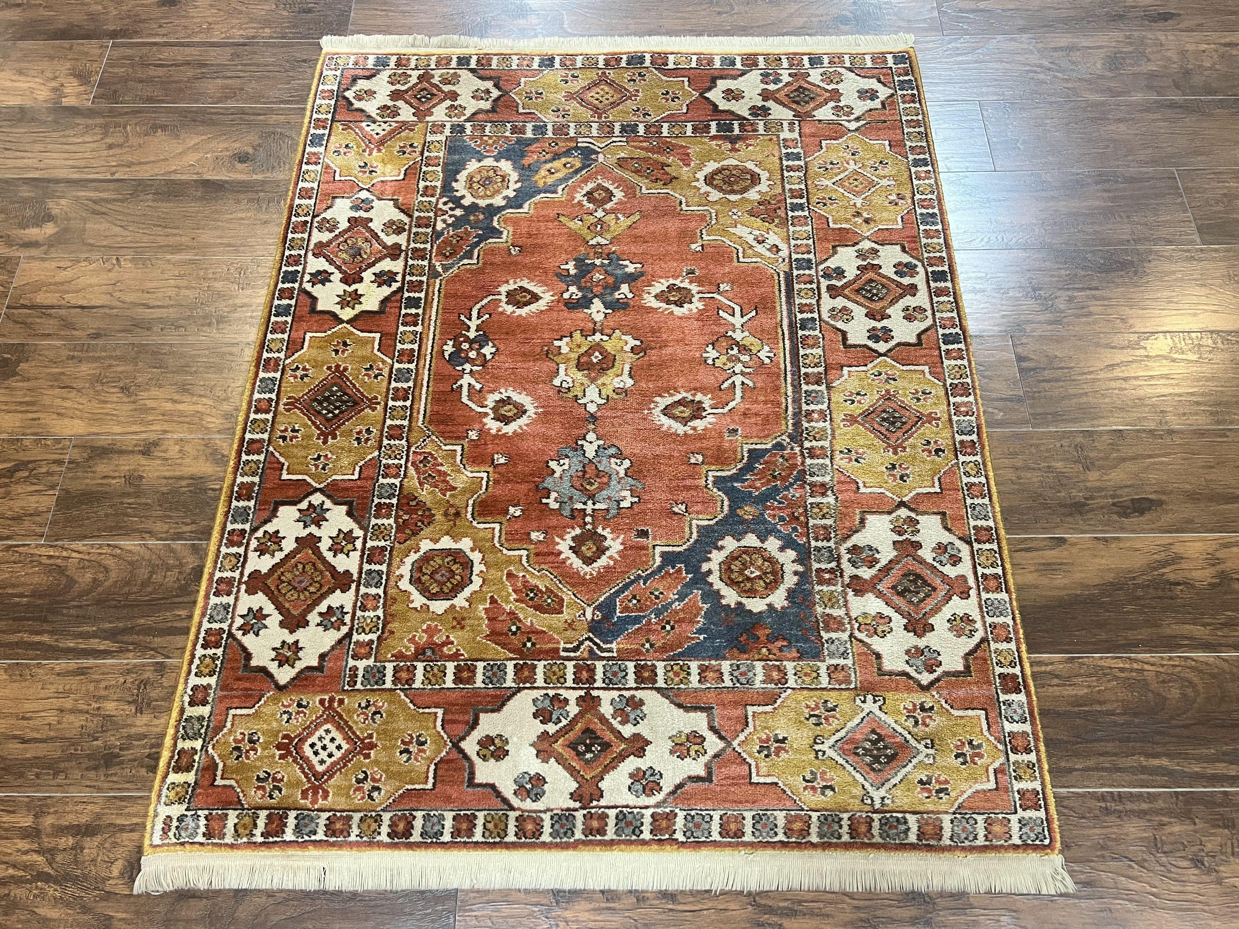 Karastan Rug 4x5, Williamsburg 553 Turkish Church, Wool Pile Discontinued Karastan Carpet, Heriz Geometric Design, Karastan Area Rug - Jewel Rugs