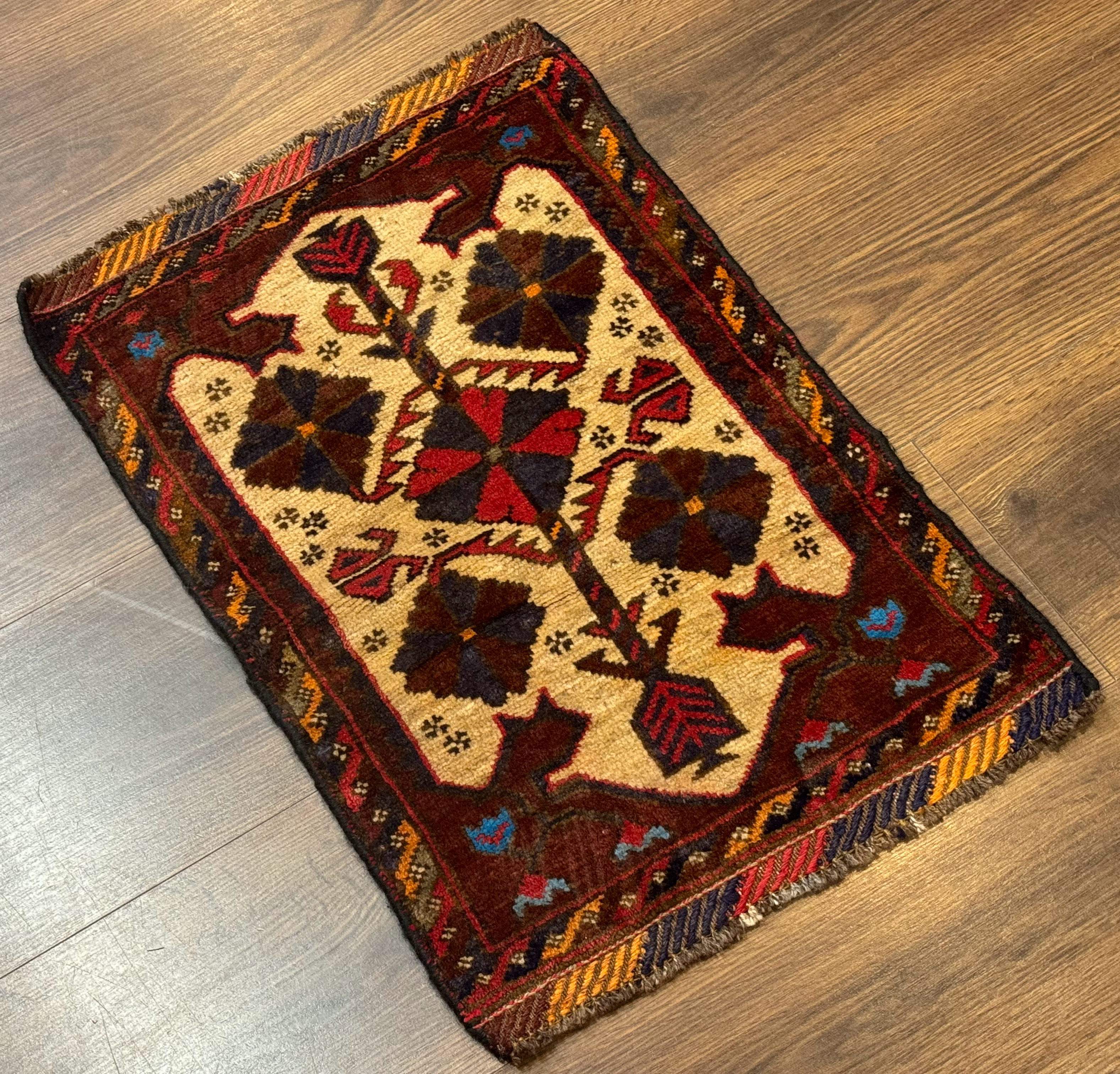 Small Persian Baluchi Tribal Rug, Tan, Handmade - Jewel Rugs
