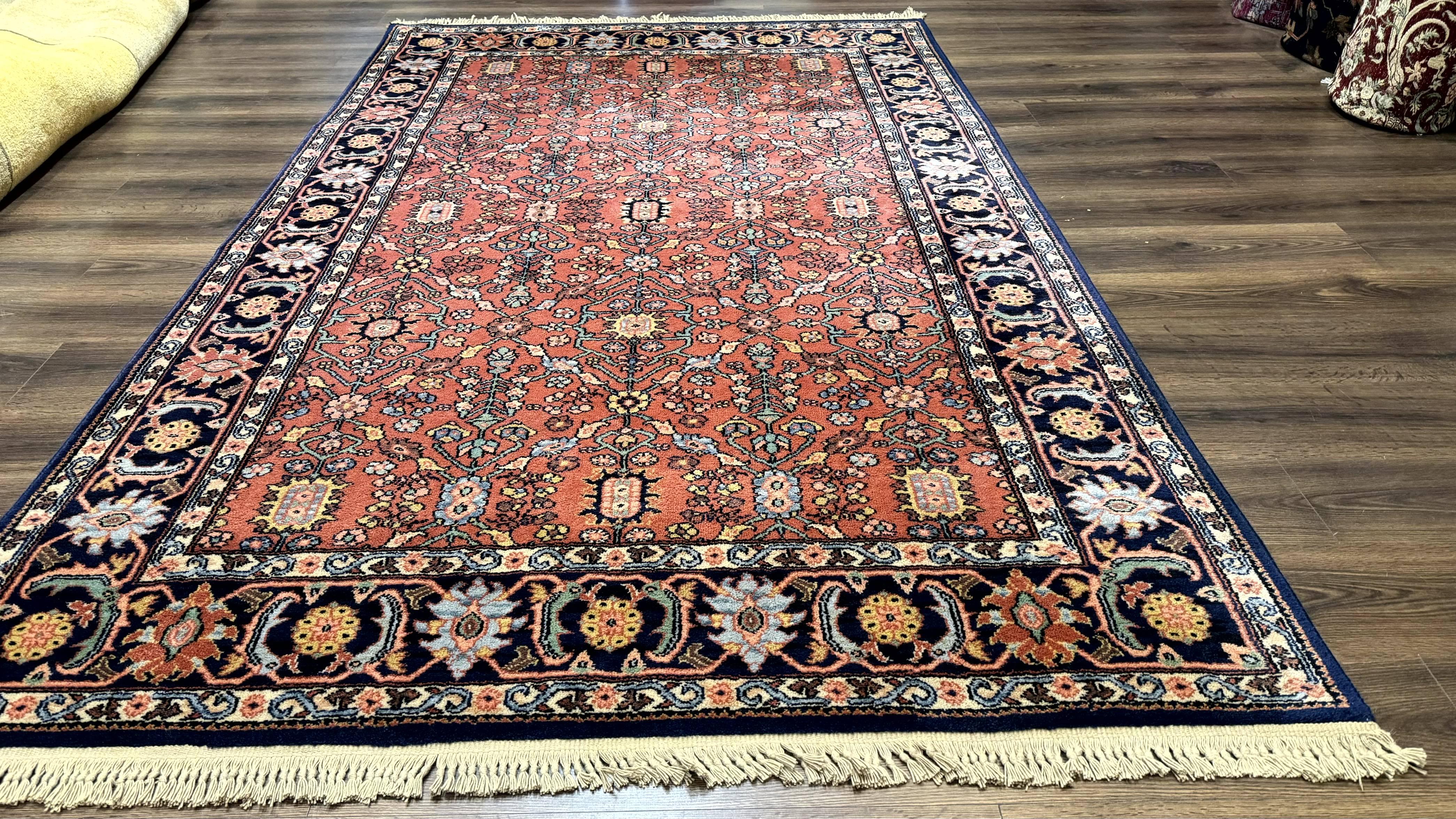 5.9 x 9 Karastan Serapi Rug #729, Wool Karastan Carpet, Original 700 Series, Red and Dark Blue, Discontinued, 6x9 Vintage Karastan, Rare - Jewel Rugs