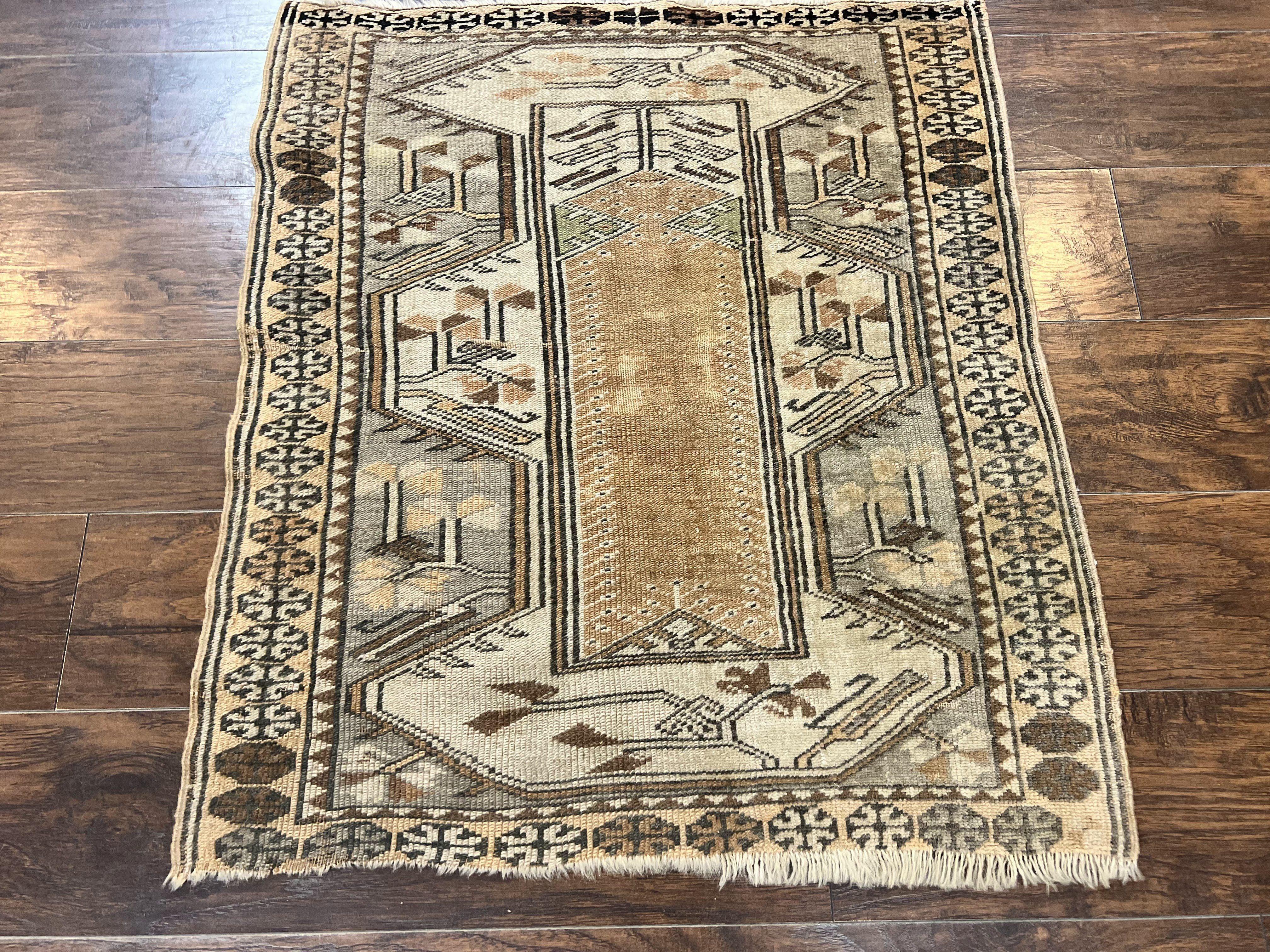 Turkish Kazak Rug 3x3, Wool Hand Knotted Antique Carpet, 3ft Square Area Rug, Boho Rug, Small Geometric Rug - Jewel Rugs