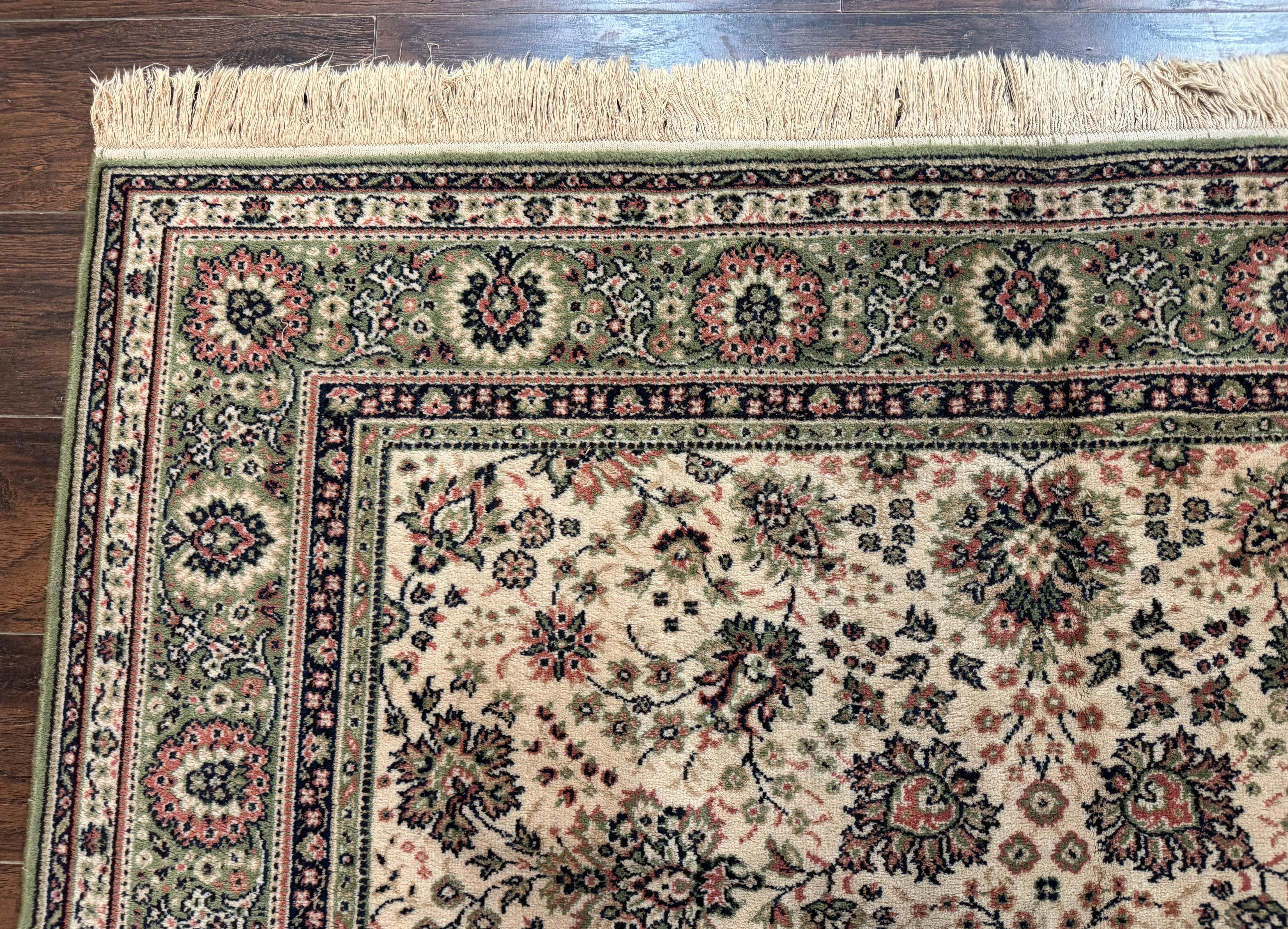 Couristan Rug 6x8, Vintage Belgium Power-Loomed Wool Oriental Carpet, Beige and Green, Allover Floral Area Rug - Jewel Rugs