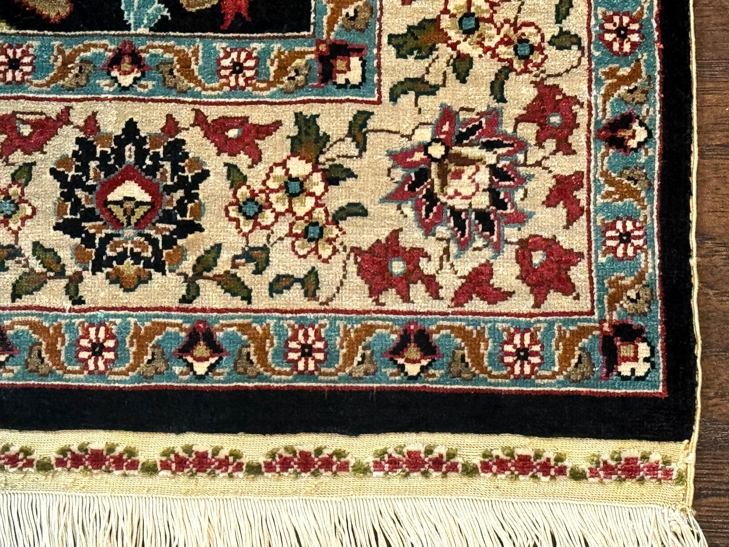 Small Silk Turkish Hereke Rug 2x3, Tree of Life Design, Bird and Animal Pictorials, Very Fine 480 KPSI, Silk on Silk, Signed By Masterweaver - Jewel Rugs