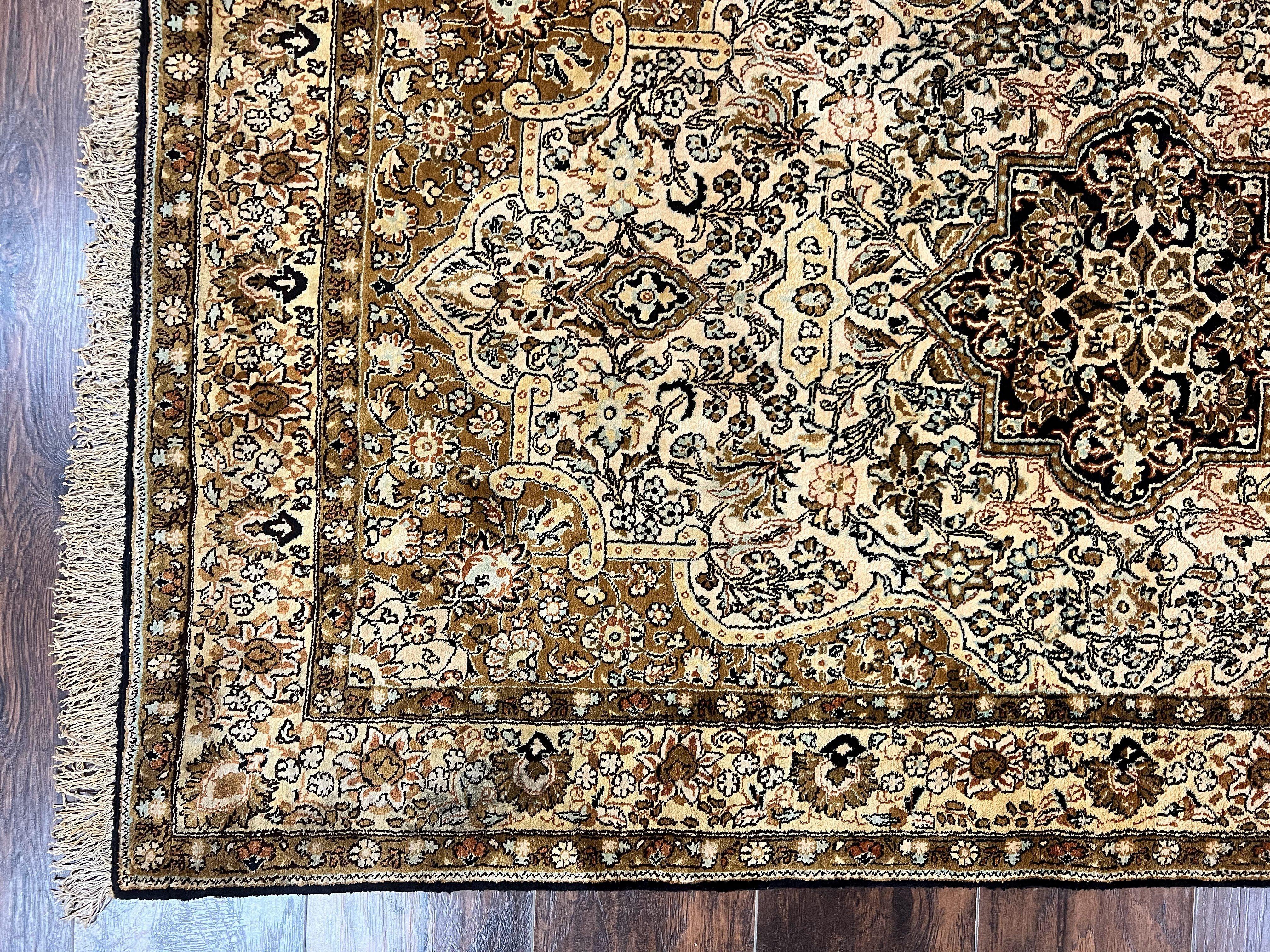 Persian Qum Silk Rug 3.5 x 5.5, Floral Medallion, Very Fine 350 KPSI, Handmade Silk on Silk Rug, Vintage - Jewel Rugs