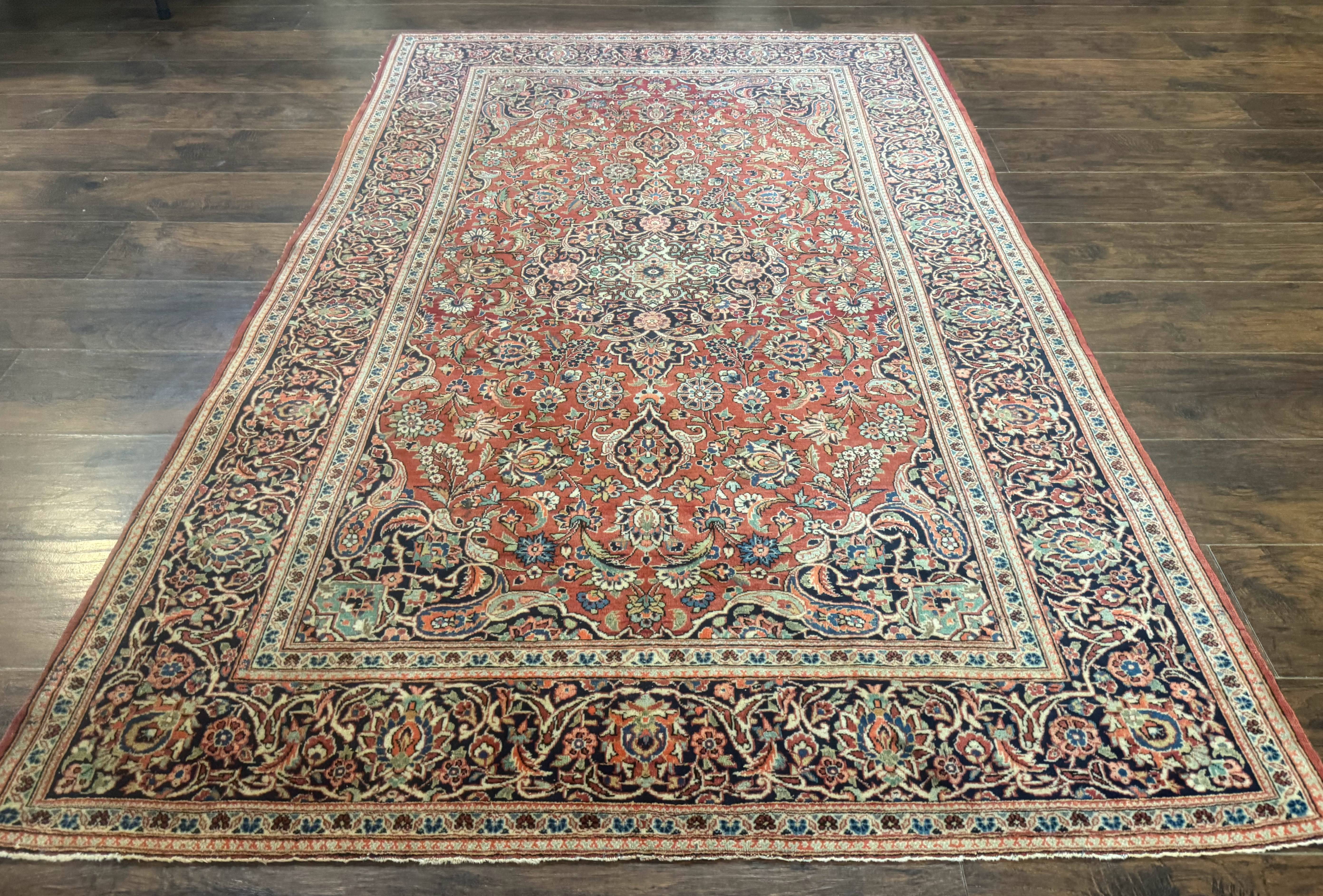 Persian Kashan Rug 4x7, Red, Floral Medallion, Vintage, Wool - Jewel Rugs