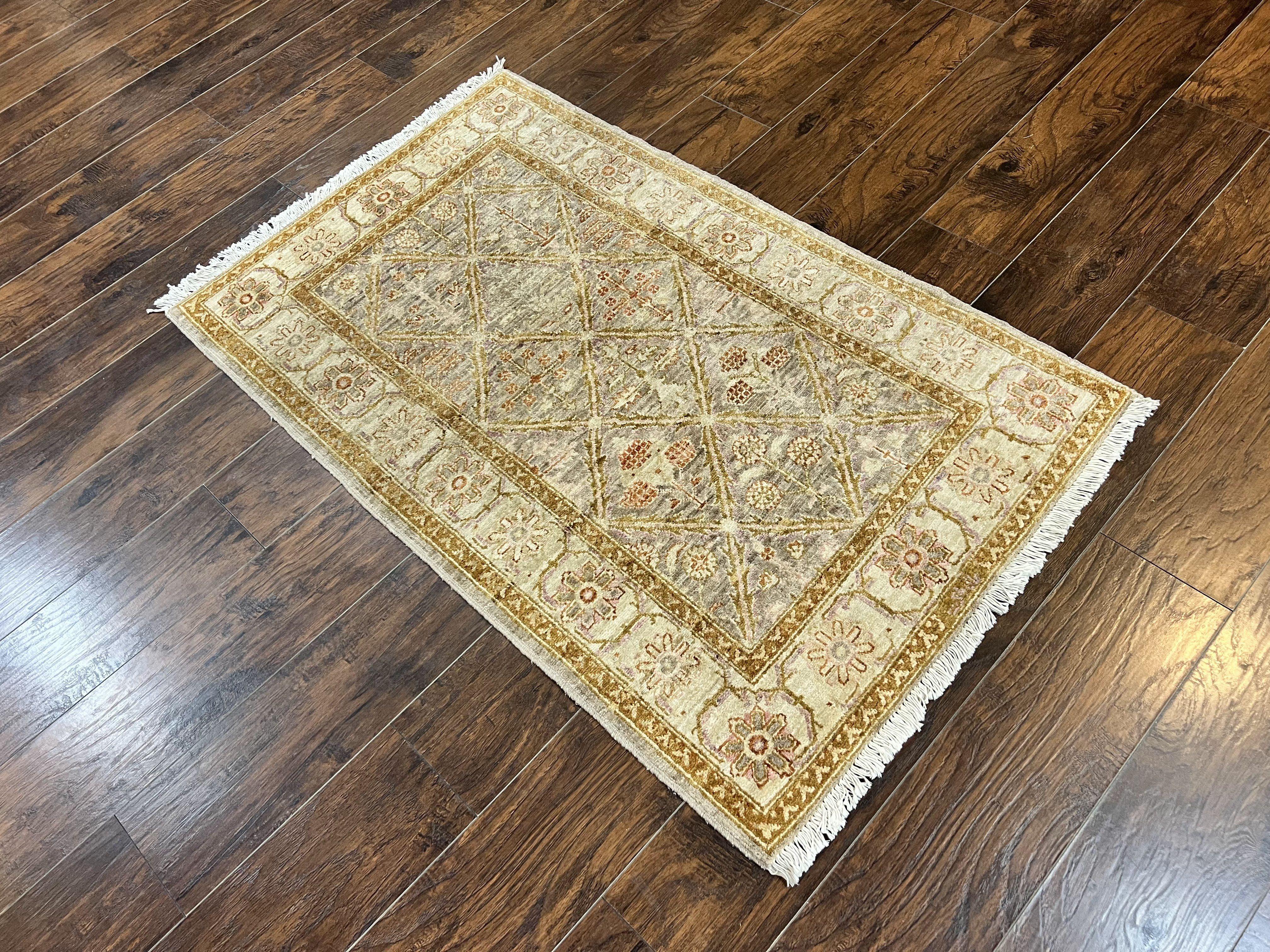 Pakistani Peshawar Rug 3x5, Safavieh Wool Handmade Hand Knotted Vintage Rug, Panel Design 3 x 5 Oriental Carpet - Jewel Rugs