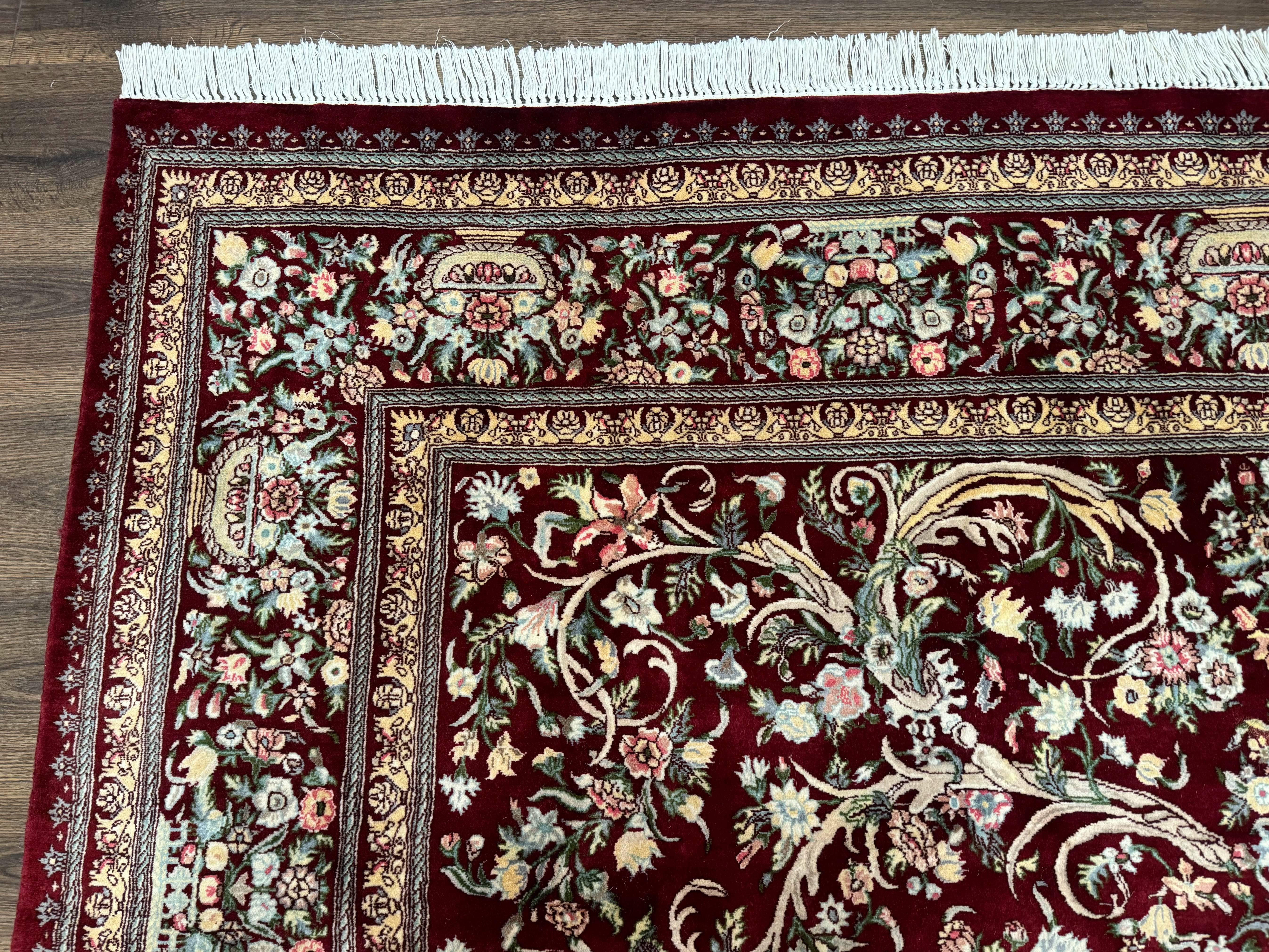 Burgundy Persian Rug 8x10, Pak Persian Floral Carpet, Very Fine 300 KPSI - Jewel Rugs