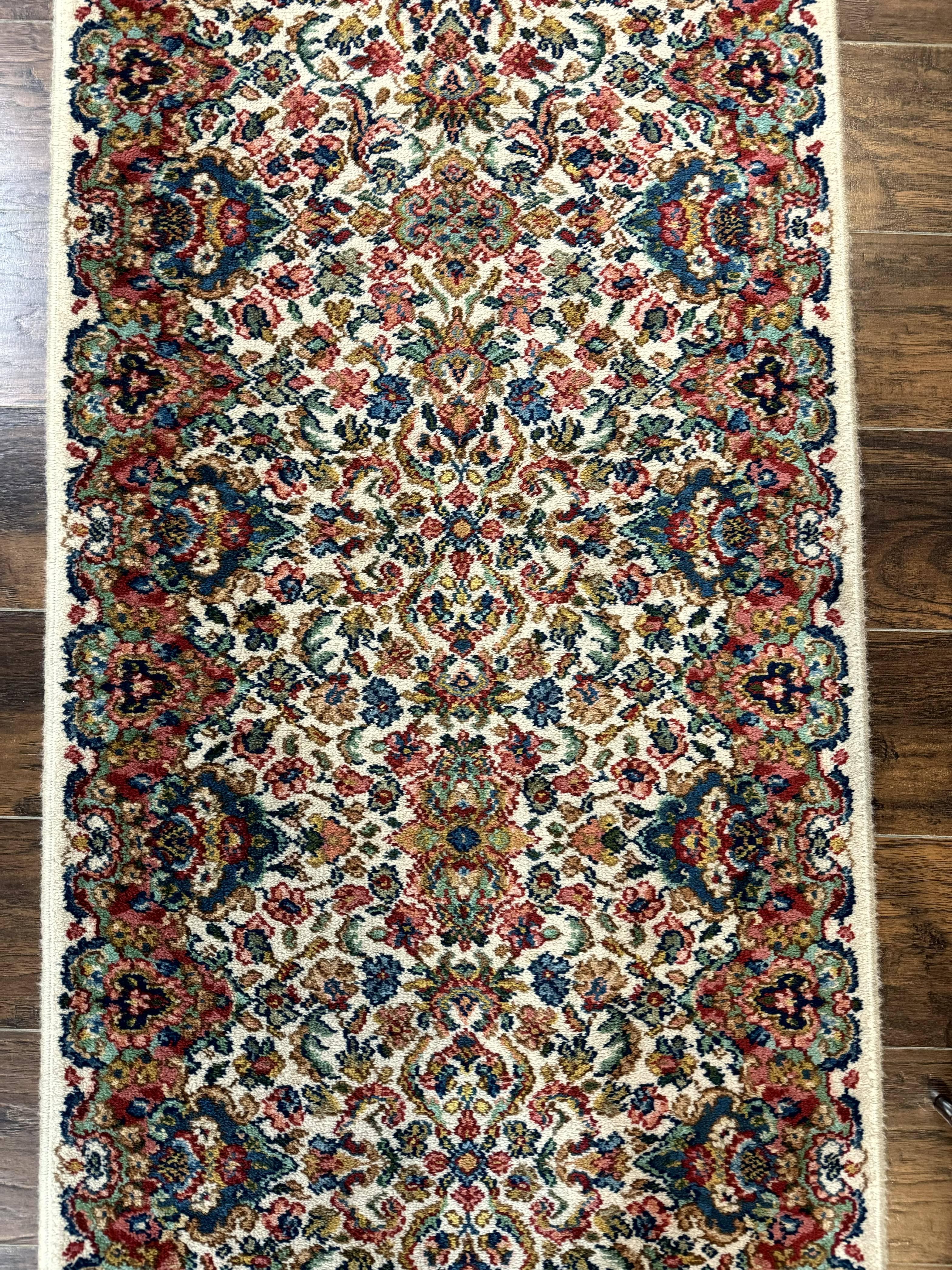 Karastan Runner Rug 2.6 x 8.6, Floral Kirman #742, Wool Vintage Original 700 Series, Rare - Jewel Rugs