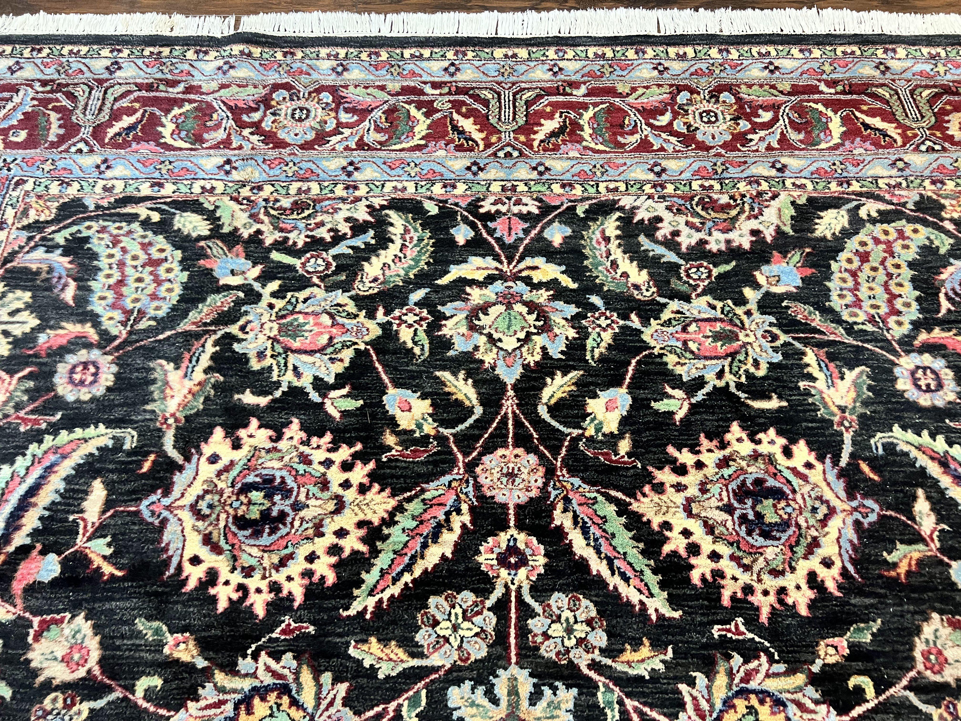 Indo Persian Rug 8x10, Nourison Carpet, Floral, Hand Knotted Vintage Wool Rug - Jewel Rugs