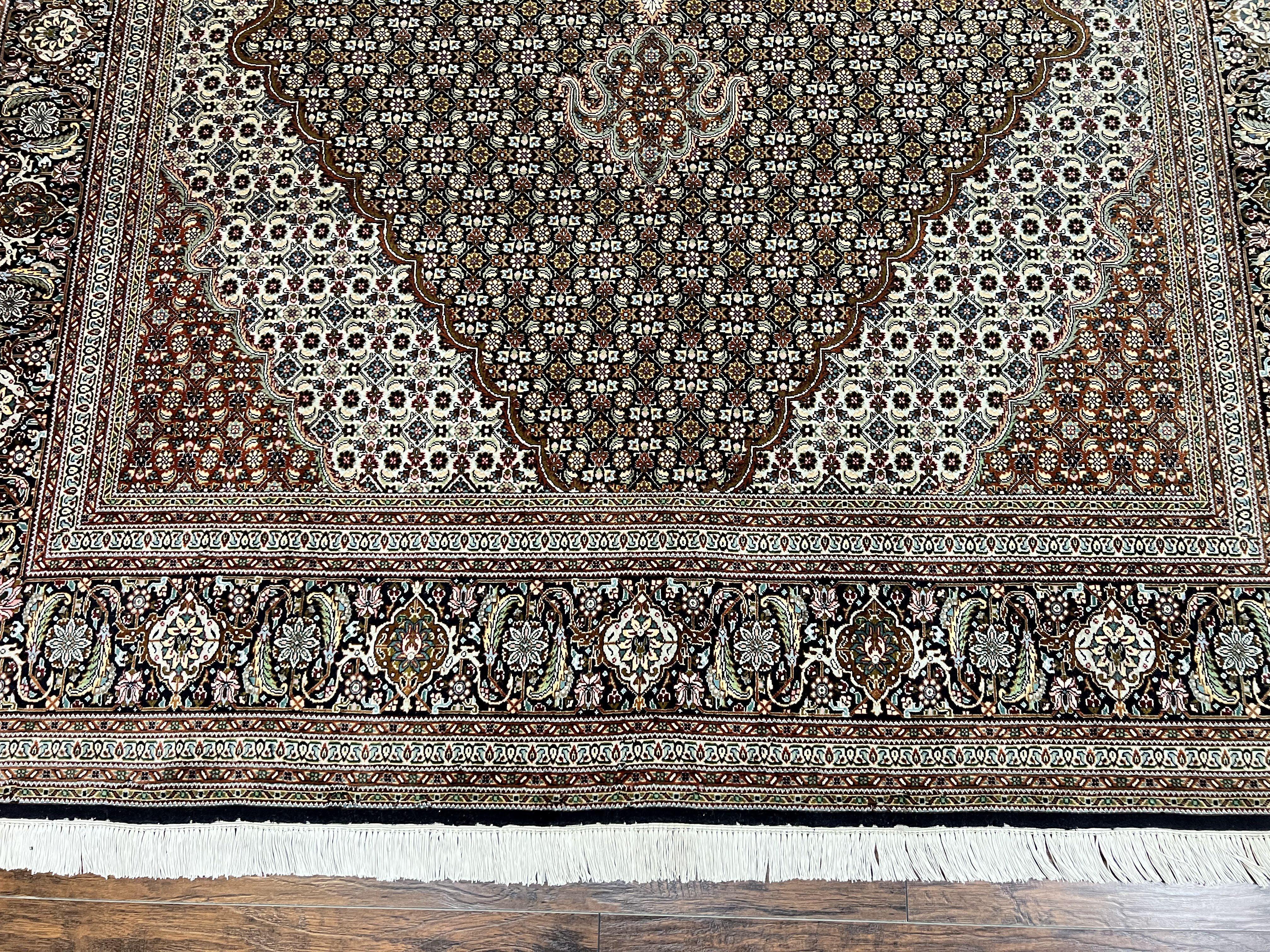 Wonderful Persian Tabriz Rug 7x10 ft, Very Fine 50 Raj 350 KPSI Oriental Carpet, Herati Mahi Pattern, Authentic Hand Knotted Handmade Wool Vintage - Jewel Rugs