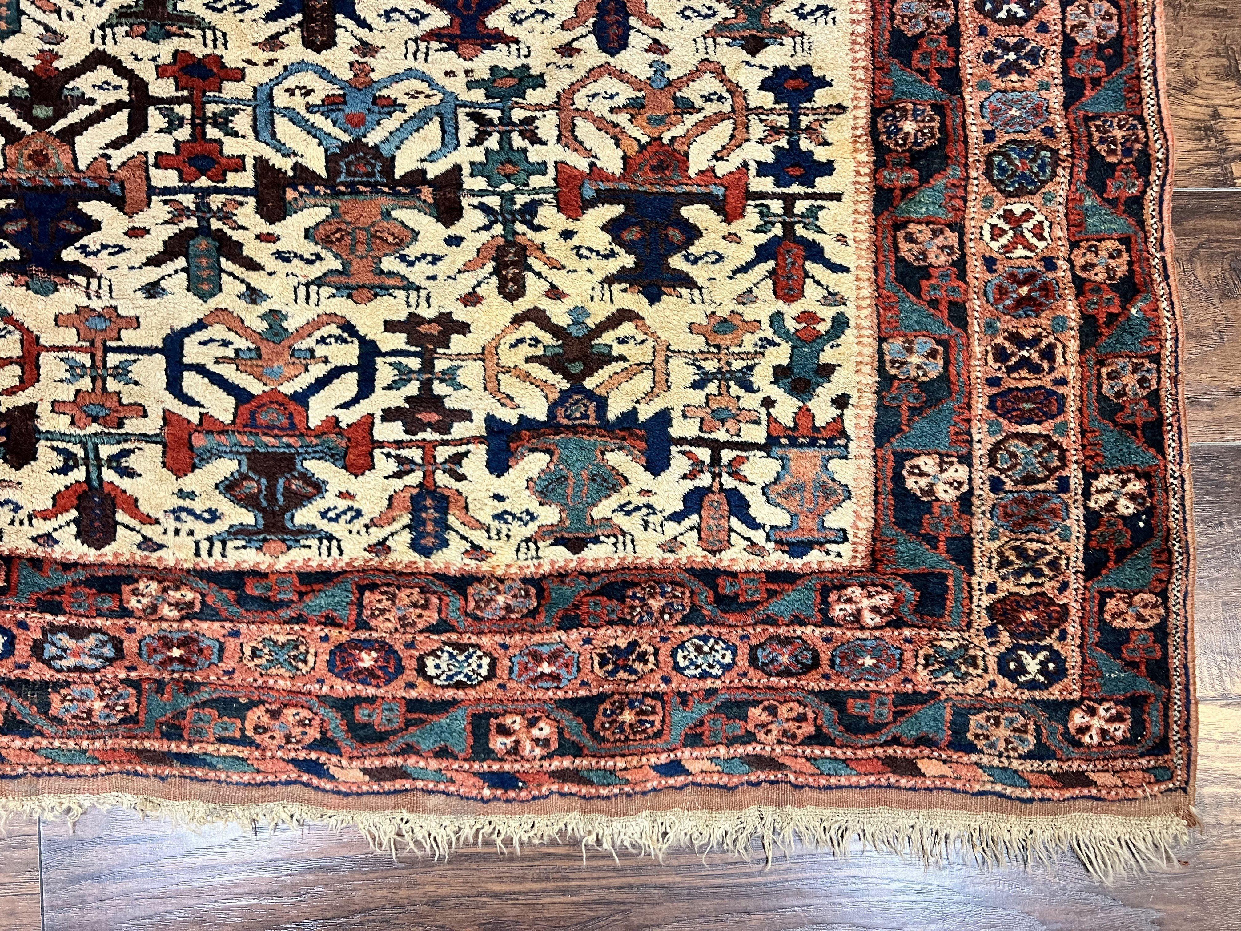 Persian Afshar Rug 5x6, Allover Repeated Motif, Wool Tribal Carpet, Handmade Semi Antique Rug - Jewel Rugs
