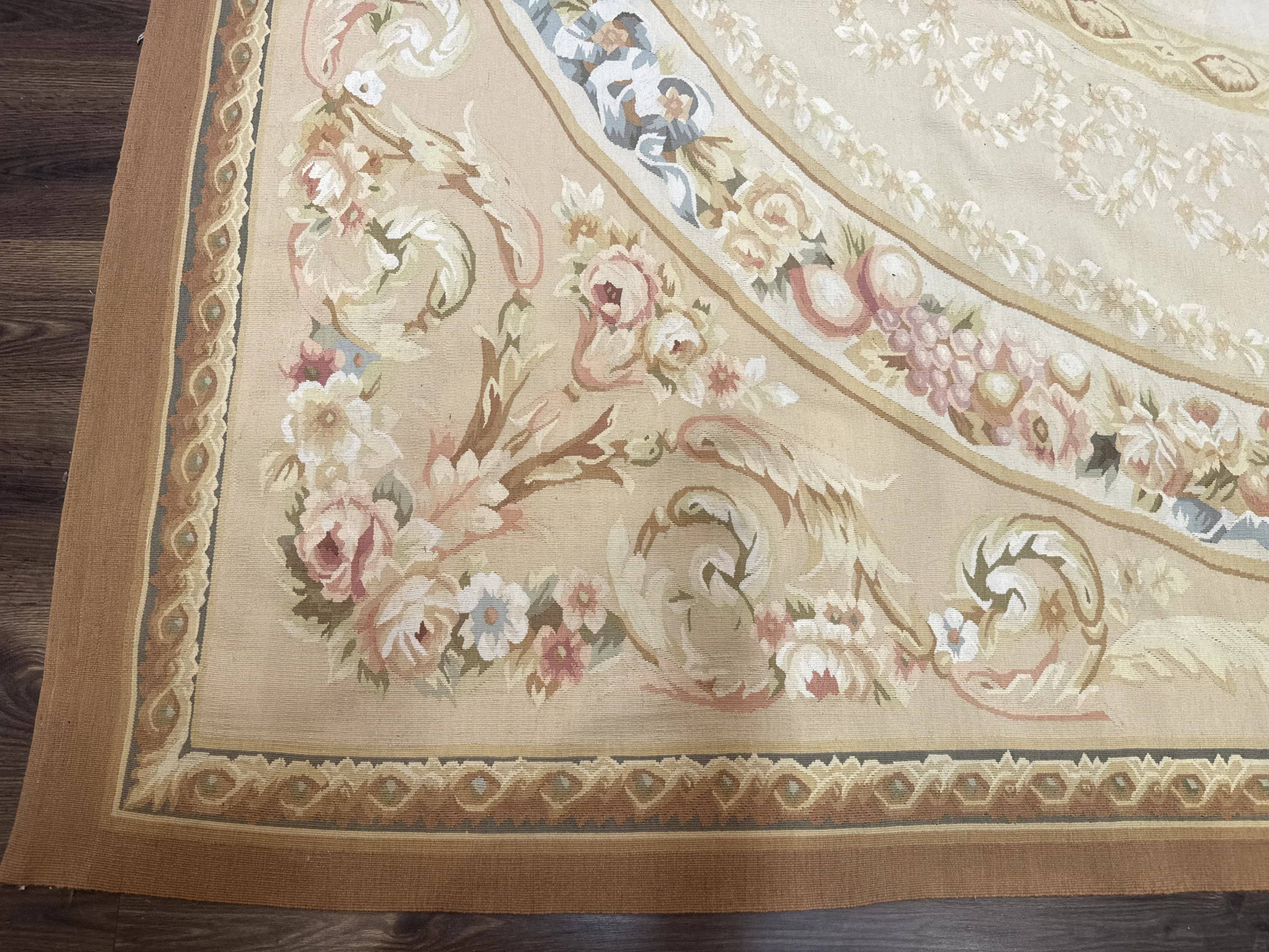 Aubusson Rug 9x12, French European Design, Floral, Elegant - Jewel Rugs