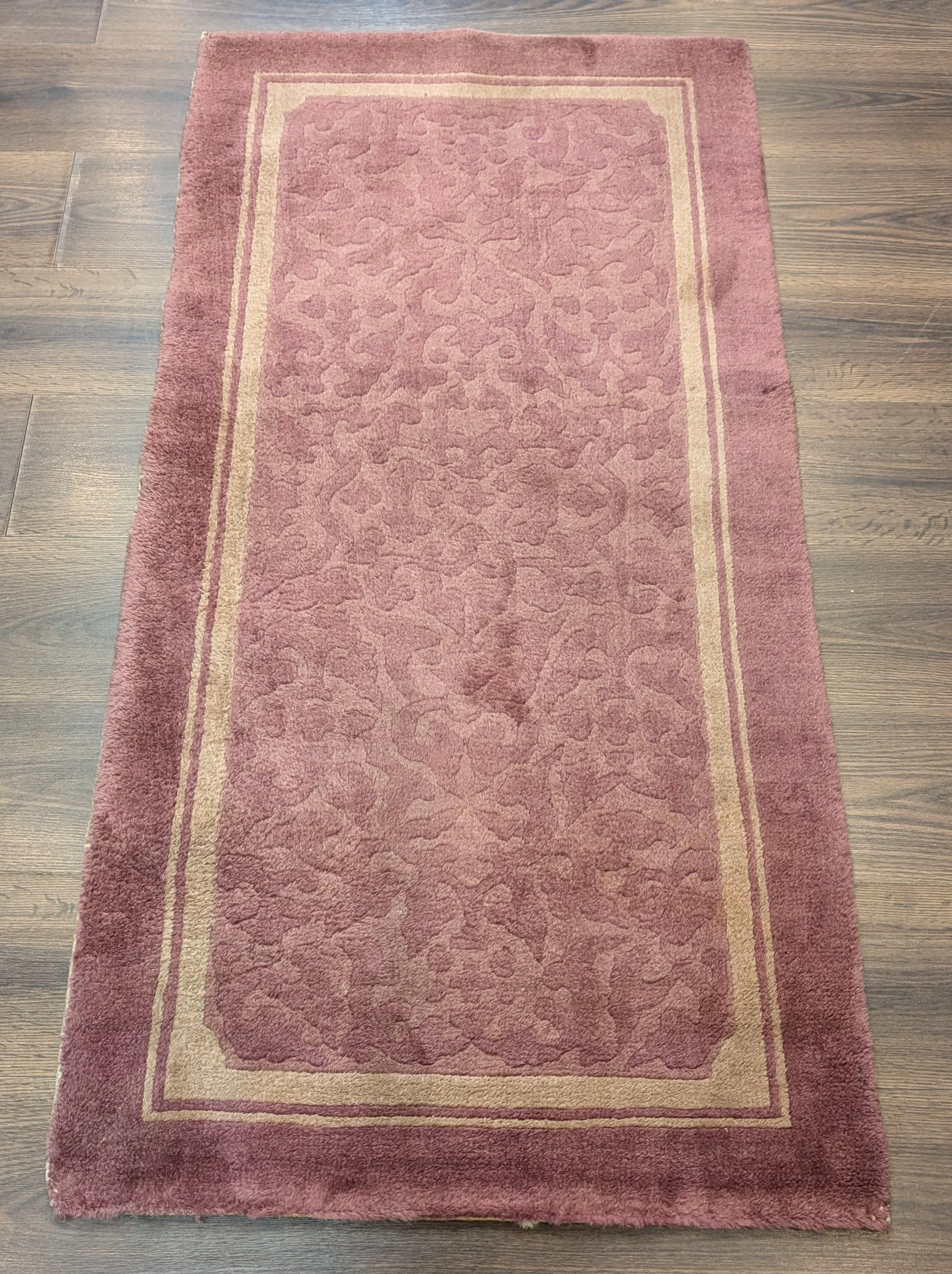 Chinese Wool Rug 2.6 x 5, Pink, Asian Oriental Rug, Fette Rug, Vintage - Jewel Rugs
