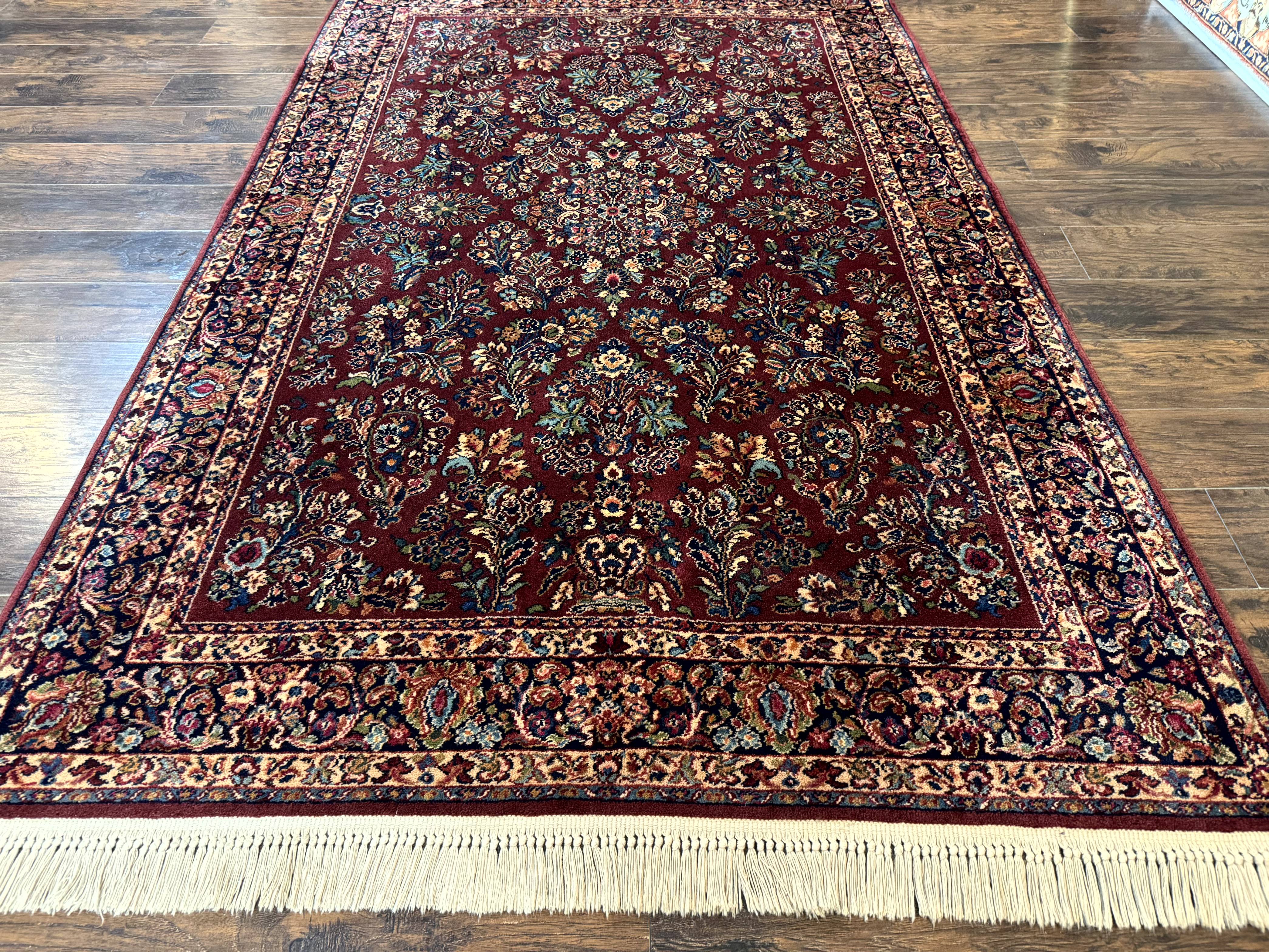 5.9 x 9 Karastan Rug Red Sarouk Rug #785, 100% Wile Pile Carpet, Original 700 Series, Vintage - Jewel Rugs