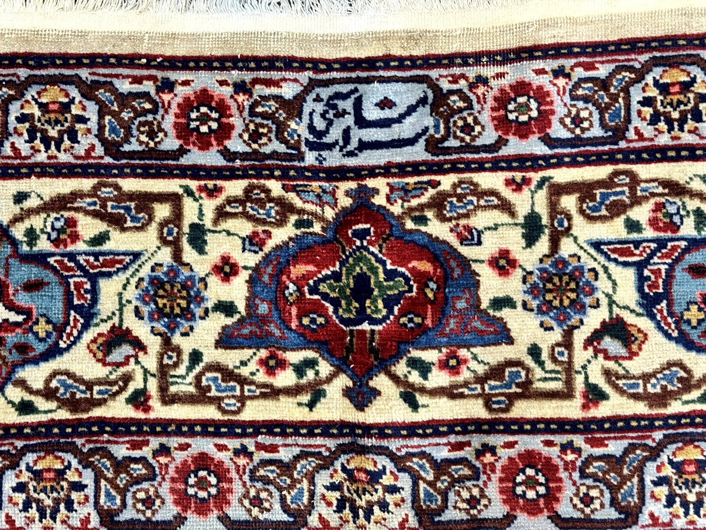 Antique Persian Tabriz Rug 8x10, Cream and Light Blue, Floral Allover, Signed, Handmade Wool Rug - Jewel Rugs