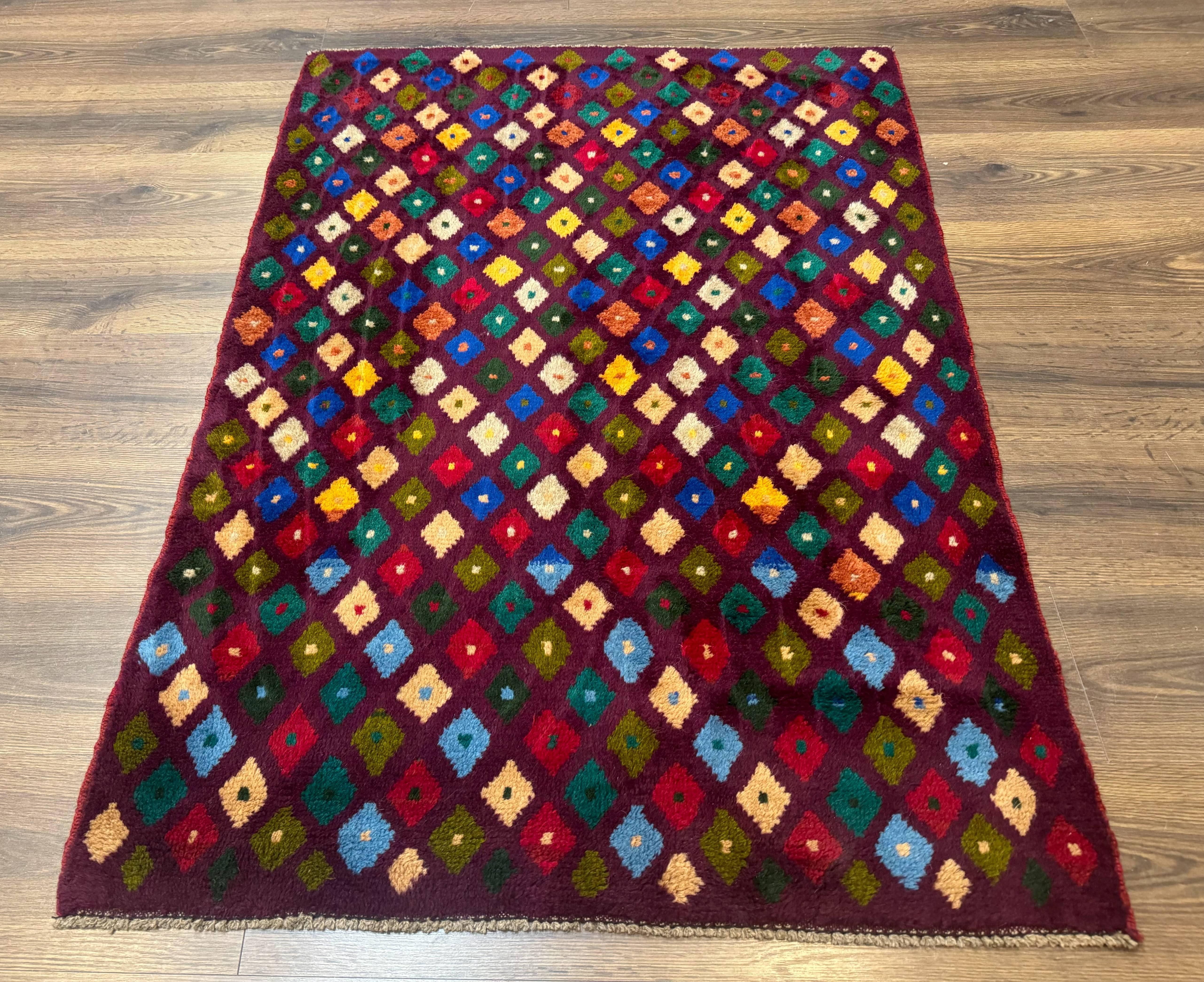 Balouch Rug 3x5, Afghan Rug, Purple-Maroon, Multicolor, Tribal Rug - Jewel Rugs