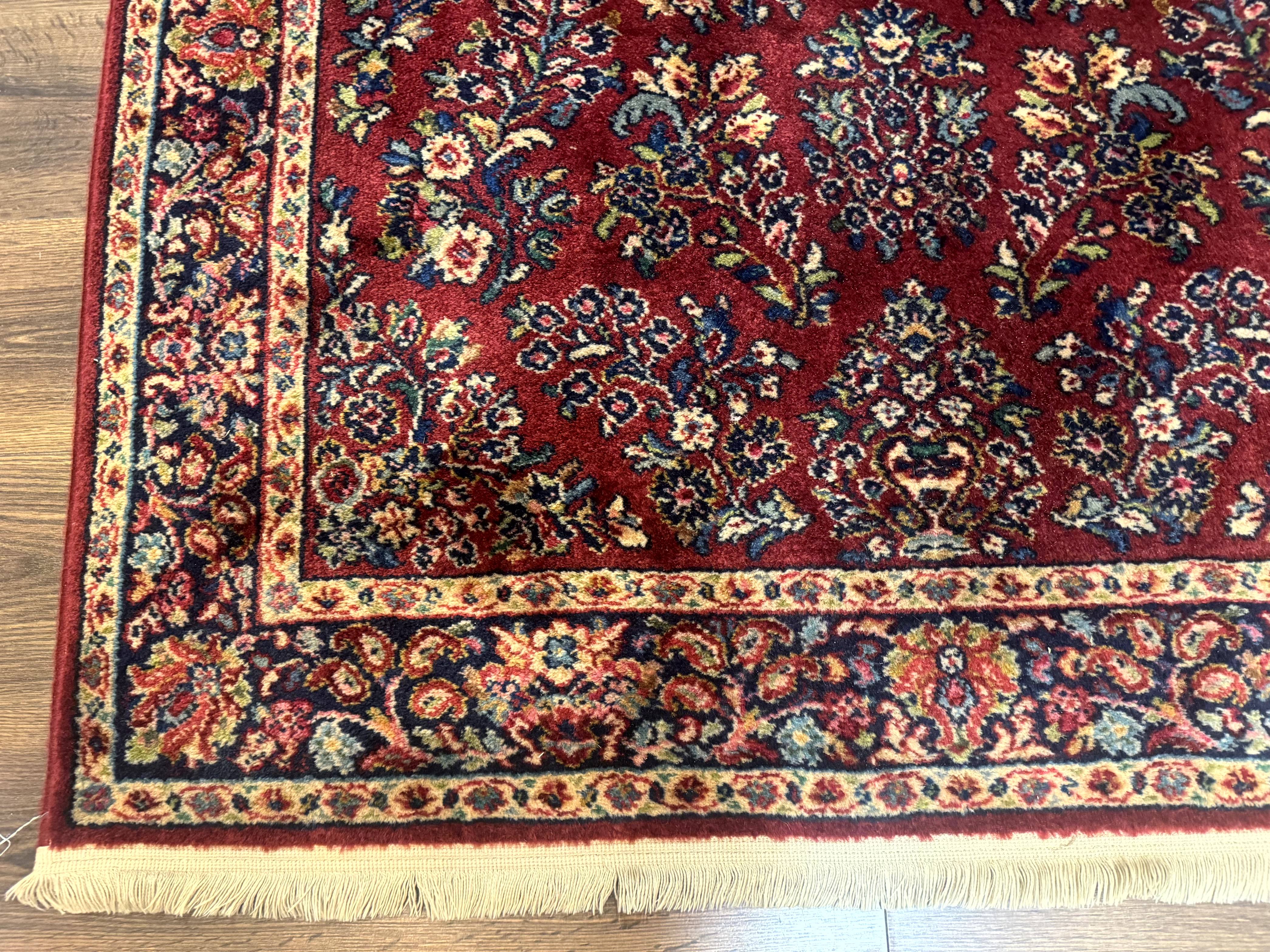 Karastan Rug 4x6 Red Sarouk #785, Wool Pile Original 700 Series, Vintage Discontinued - Jewel Rugs