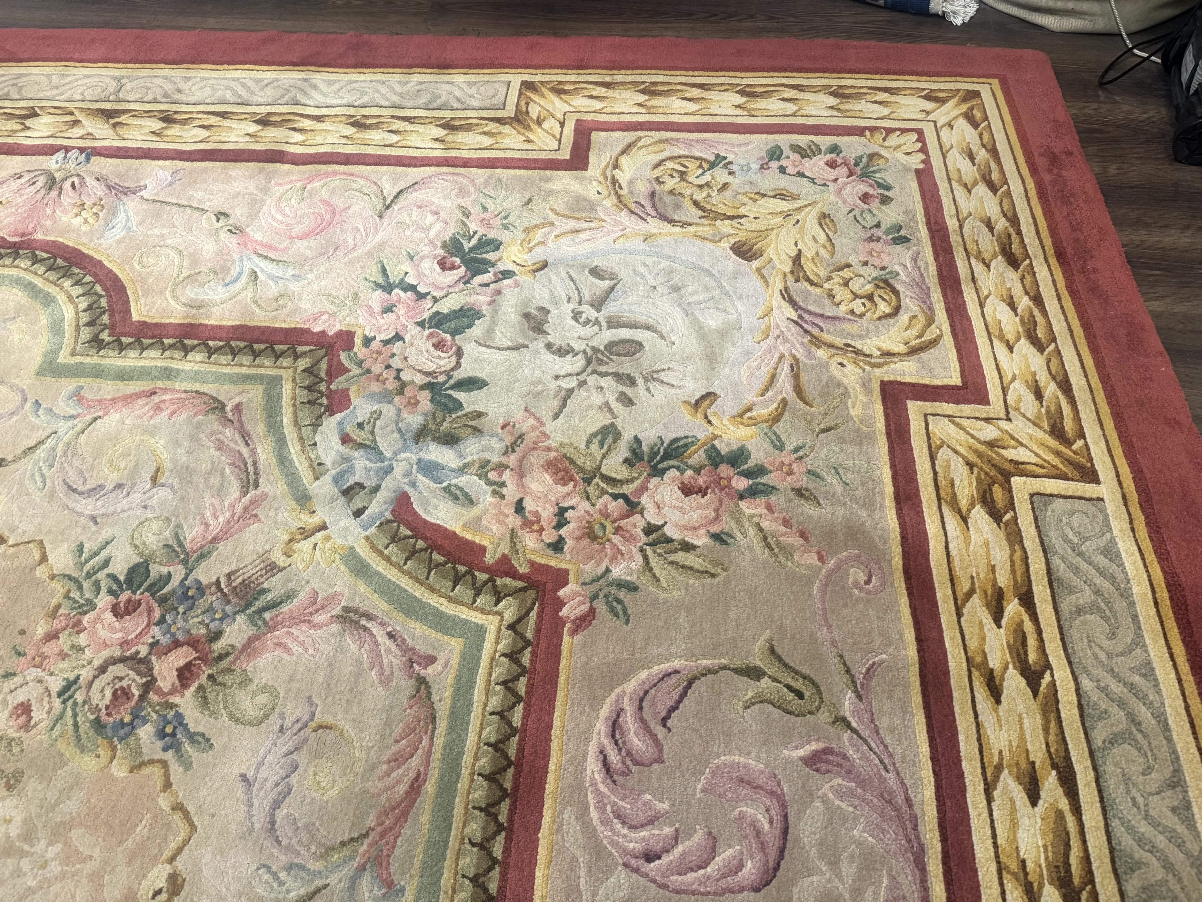 Palace Size Aubusson Rug 13 x 20 ft - Oversized Wool Carpet - Jewel Rugs