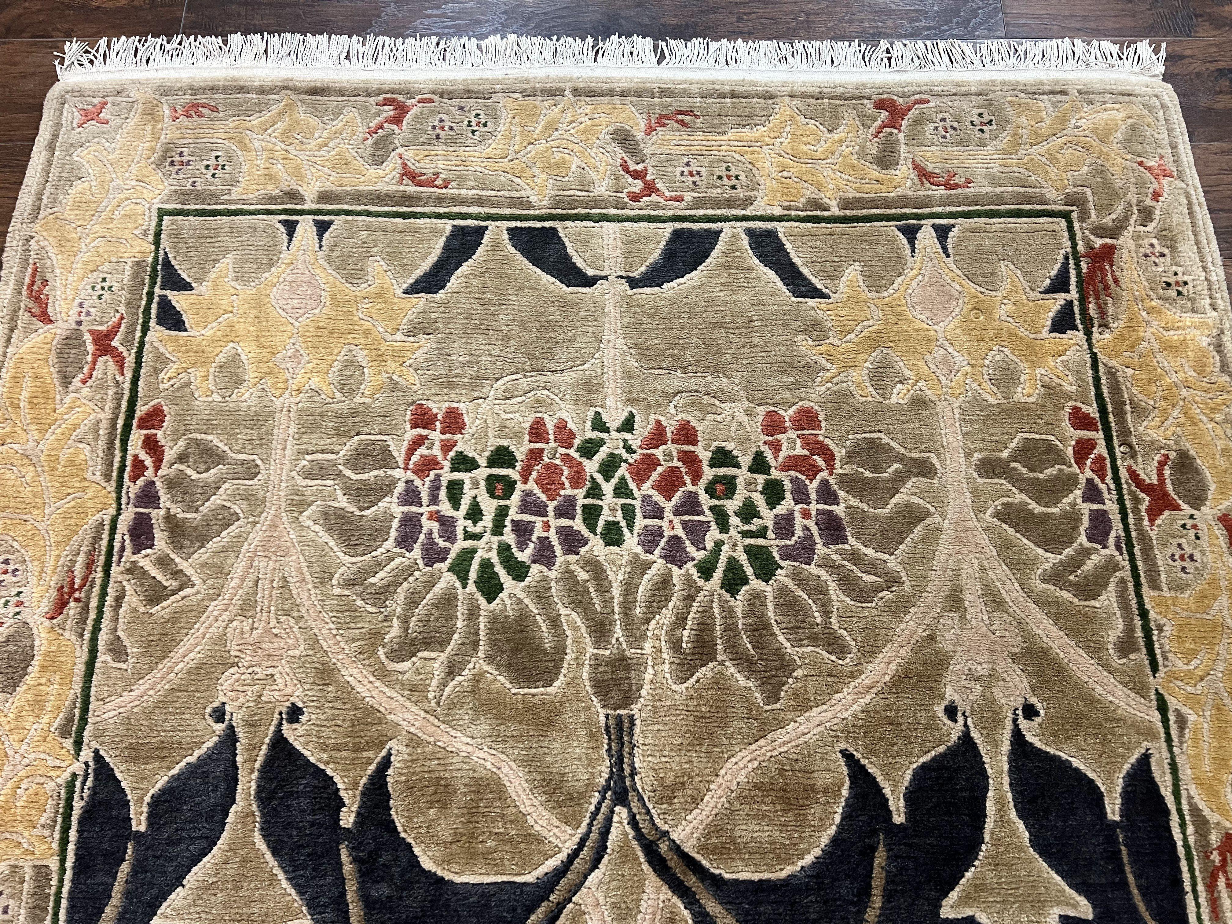 Tibetan Tufenkian Rug 6x9, Wool Hand Knotted Modern Carpet, Abstract Handmade Rug, Soft Pile - Jewel Rugs