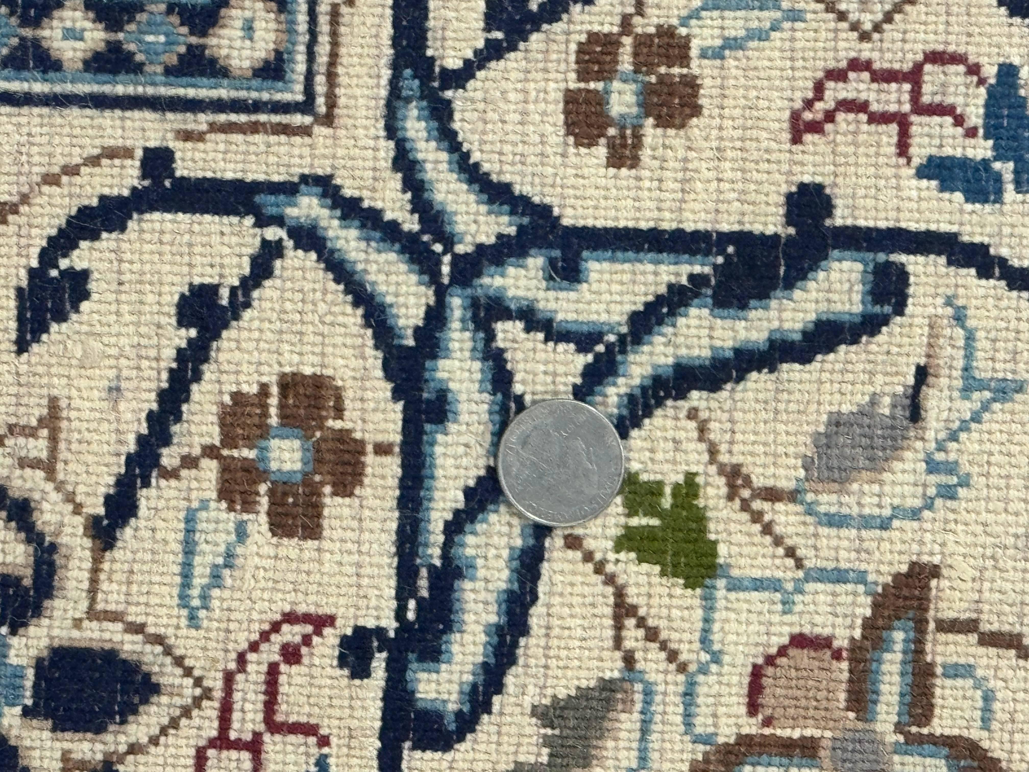 Persian Nain Rug 8x11, Wool and Silk Highlights, Burgundy & Ivory - Jewel Rugs