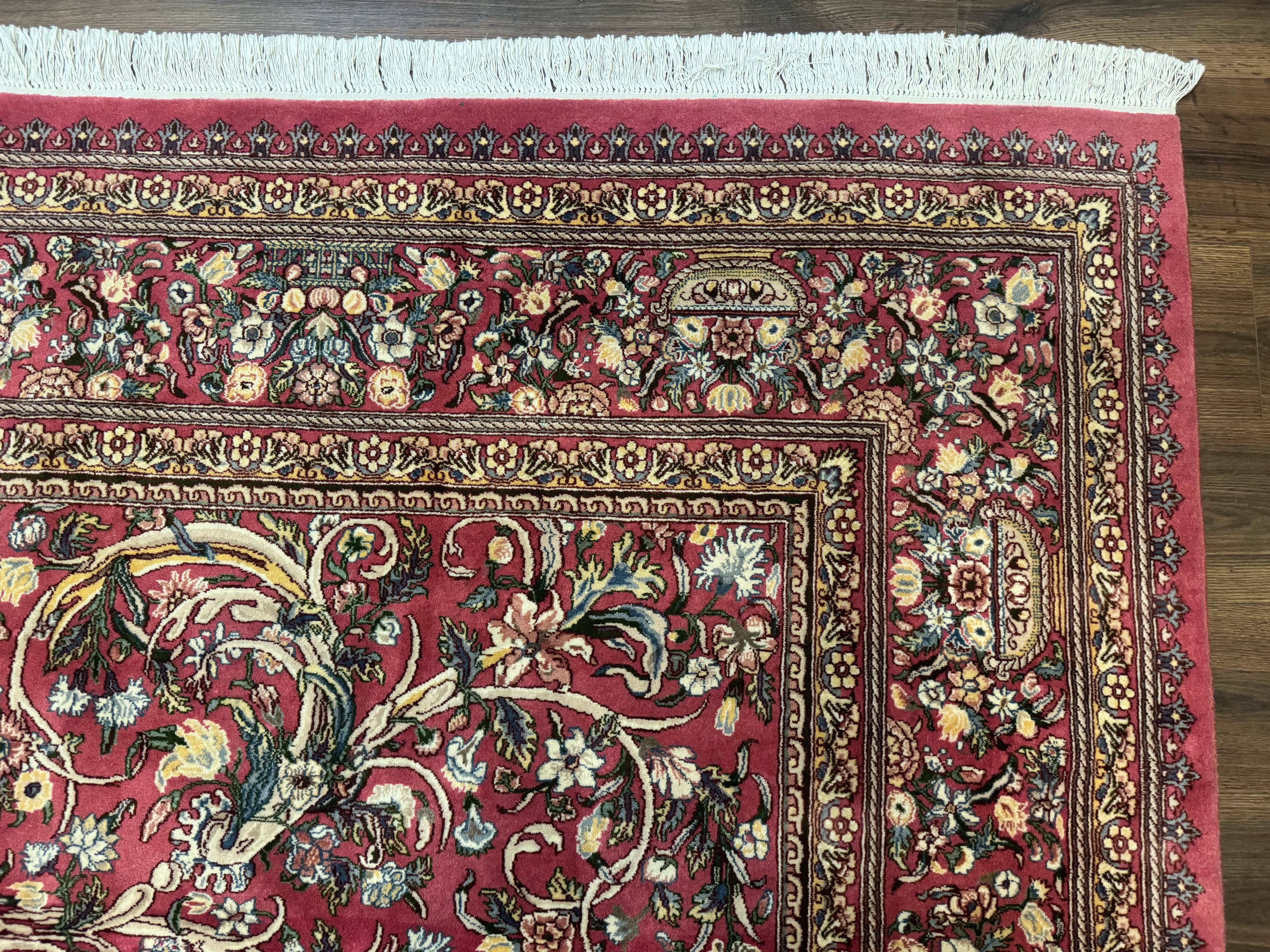 Sino Persian Rug 9x12, Fine 290 KPSI, Rose-Red, Floral Allover - Jewel Rugs