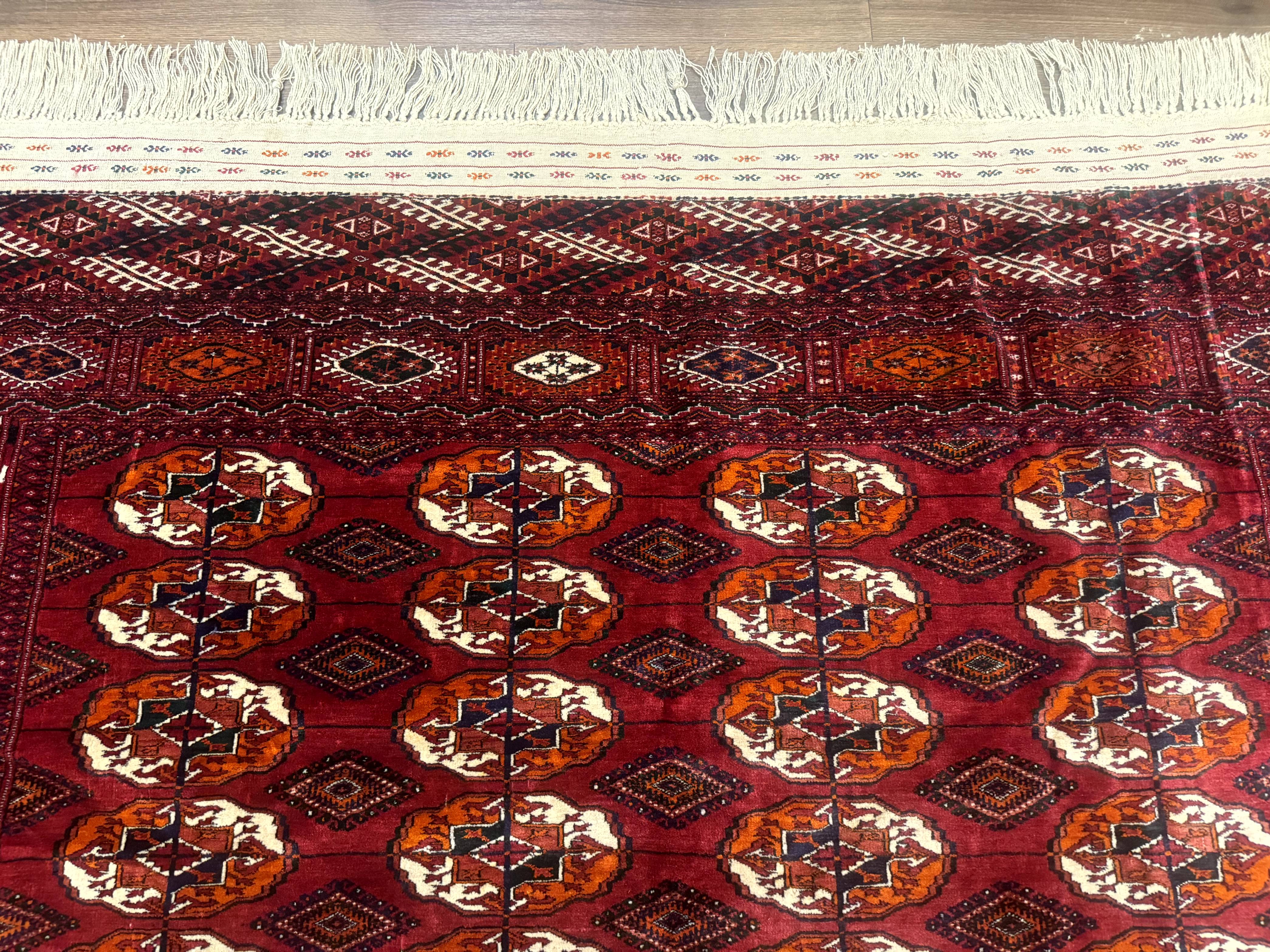 Persian Turkoman Rug 7x9, Red Tribal Carpet - Jewel Rugs