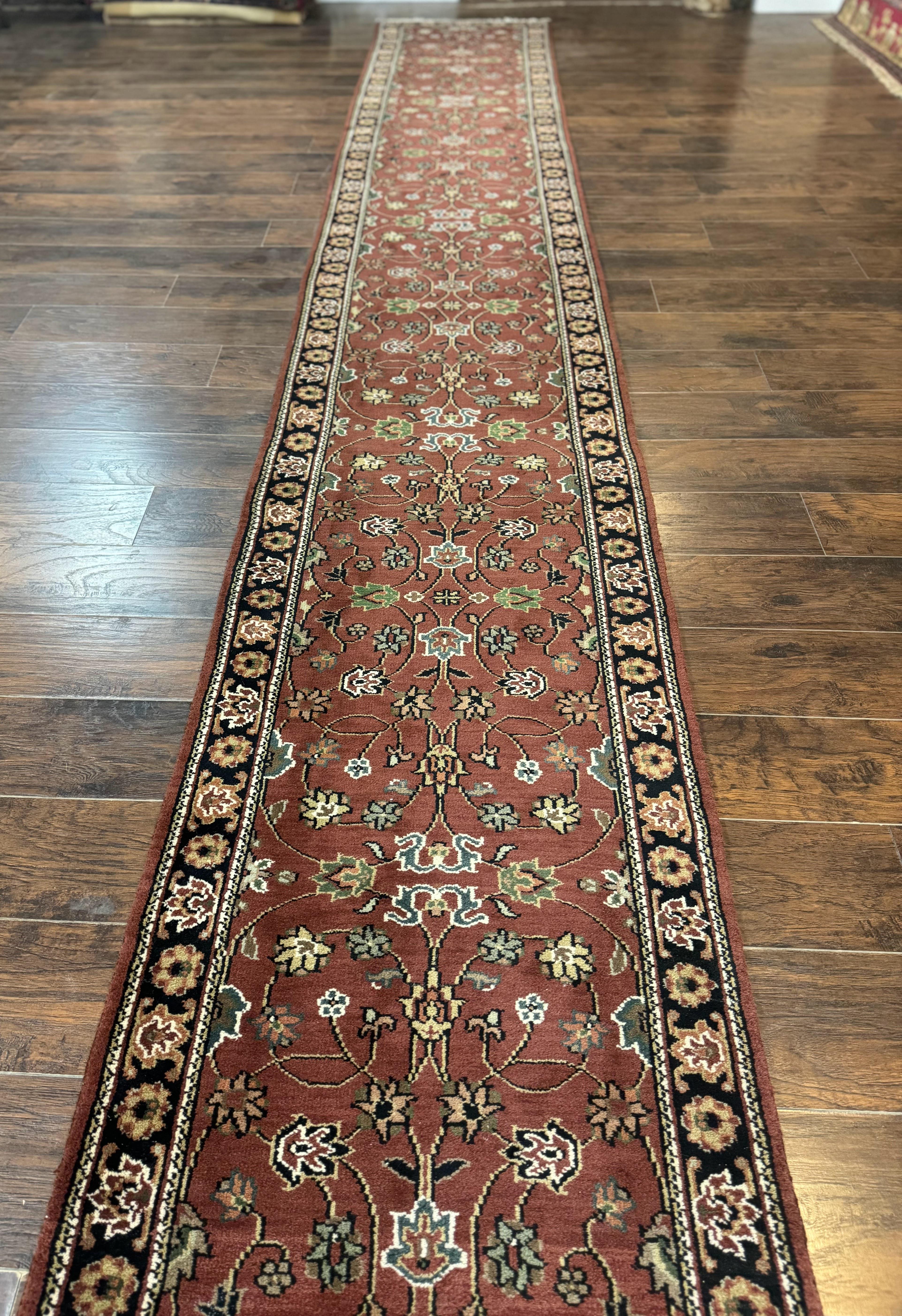 Indo Persian Sarouk Runner Rug 2.8 x 20 ft Runner for Hallway, Long Runner Rug, Handmade - Jewel Rugs