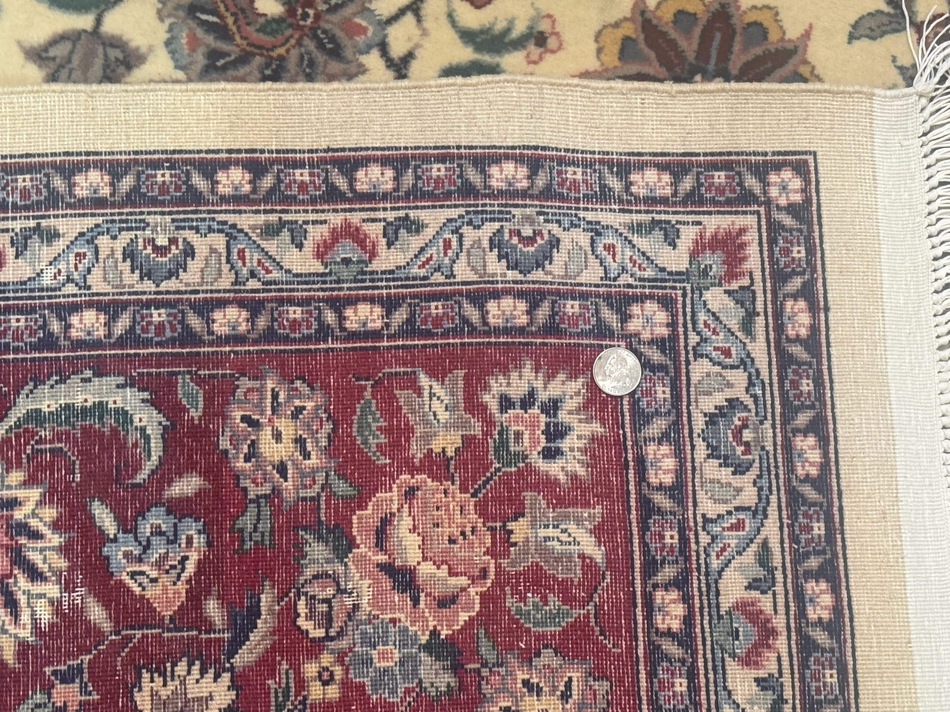 Pak Persian Rug 9x12 – Ivory and Maroon, Hand-Knotted Wool Carpet - Jewel Rugs