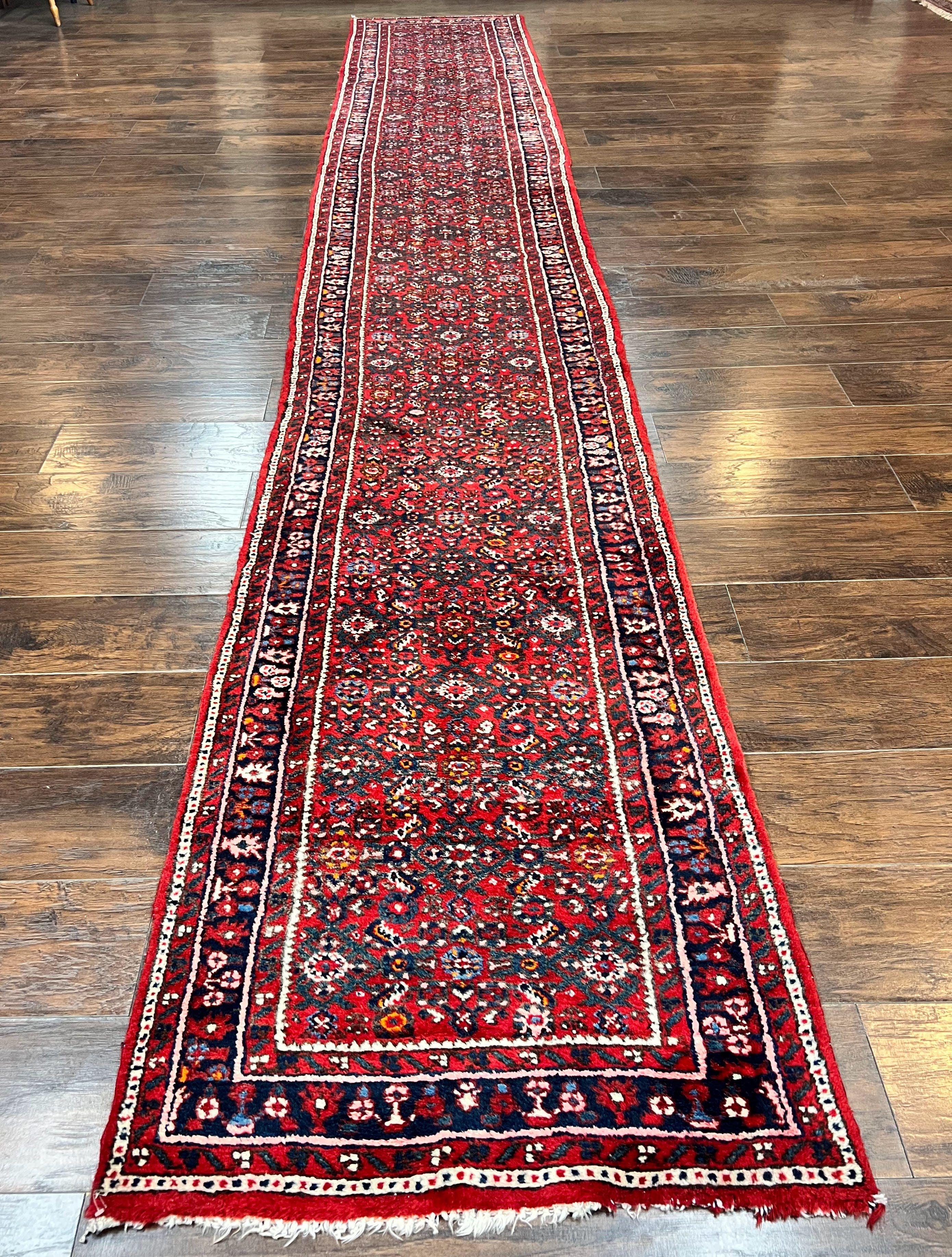 Long Persian Runner Rug 2.9 x 17, Red Handmade Wool Rug for Hallway, Antique Persian Carpet, 17ft Runner, Persian Hamadan Dargazine Rug - Jewel Rugs