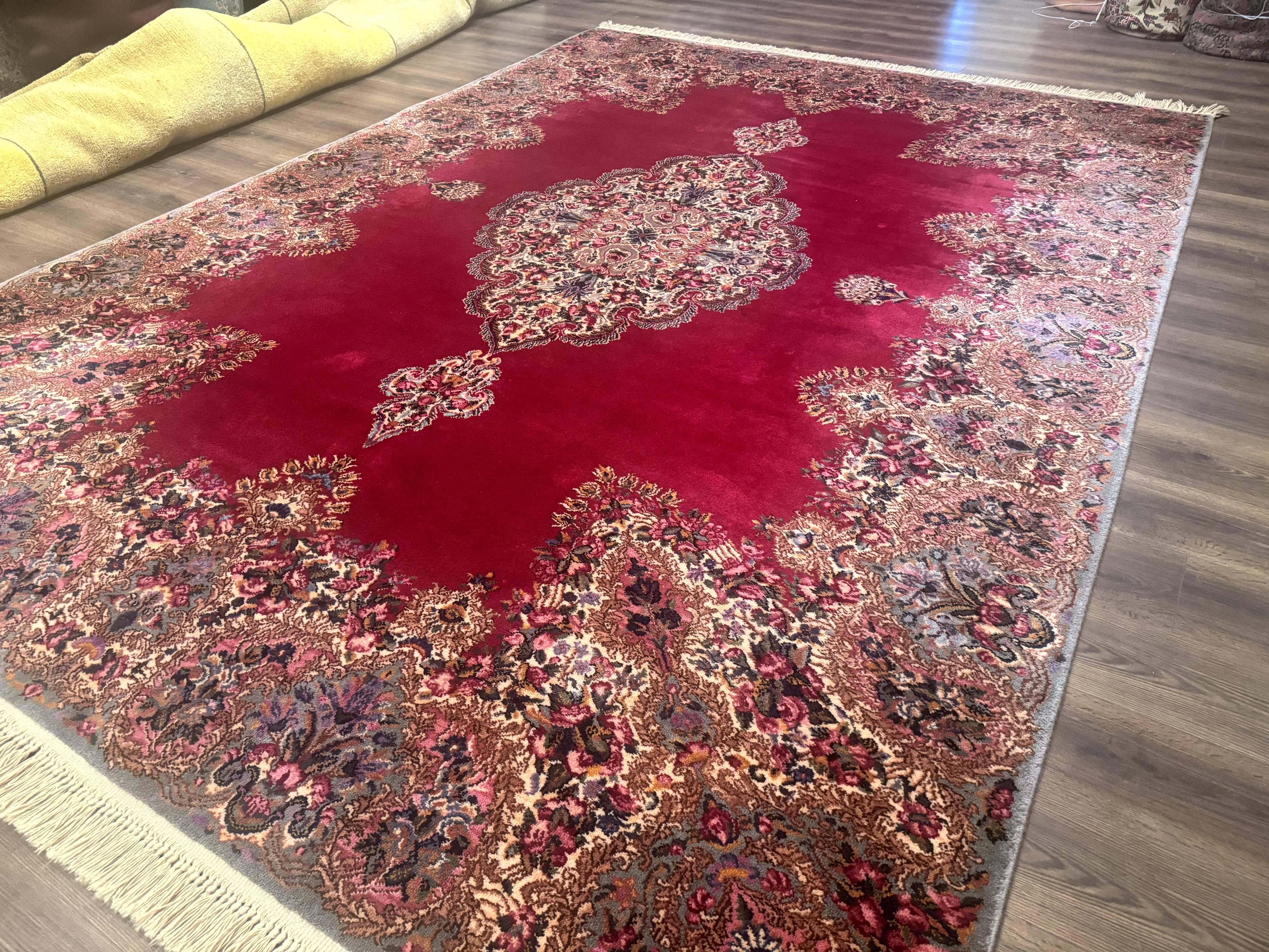 Karastan Rug 8.8 x12 Red Kirman #762, Original 700 Series, Vintage Karastan Carpet, Discontinued Karastan Rug, Karastan Wool Area Rug - Jewel Rugs