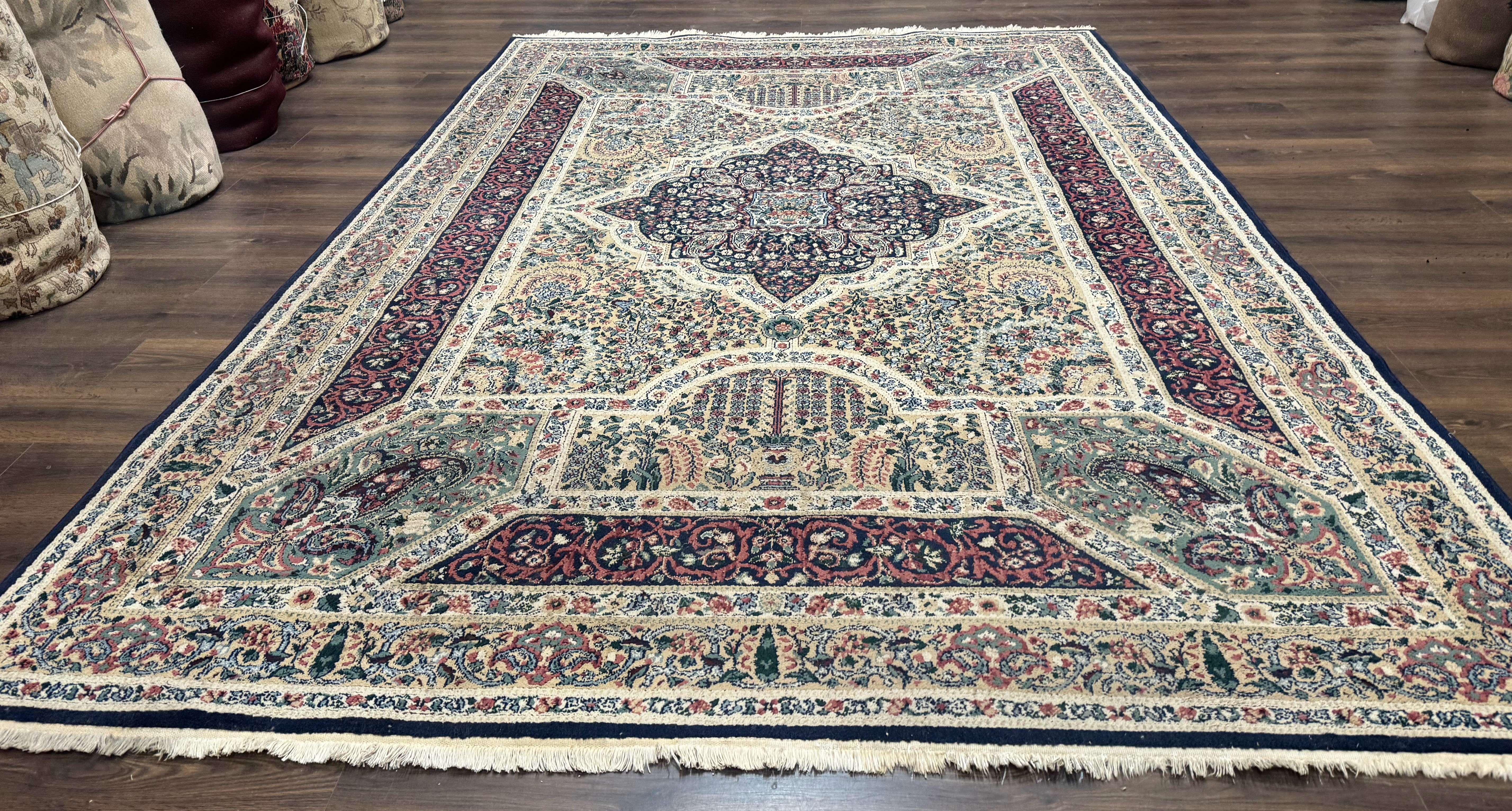 Persian Rug 8x11, Belgium Power Loomed Rug, Kirman Lavar Floral Design, Vintage Rug - Jewel Rugs