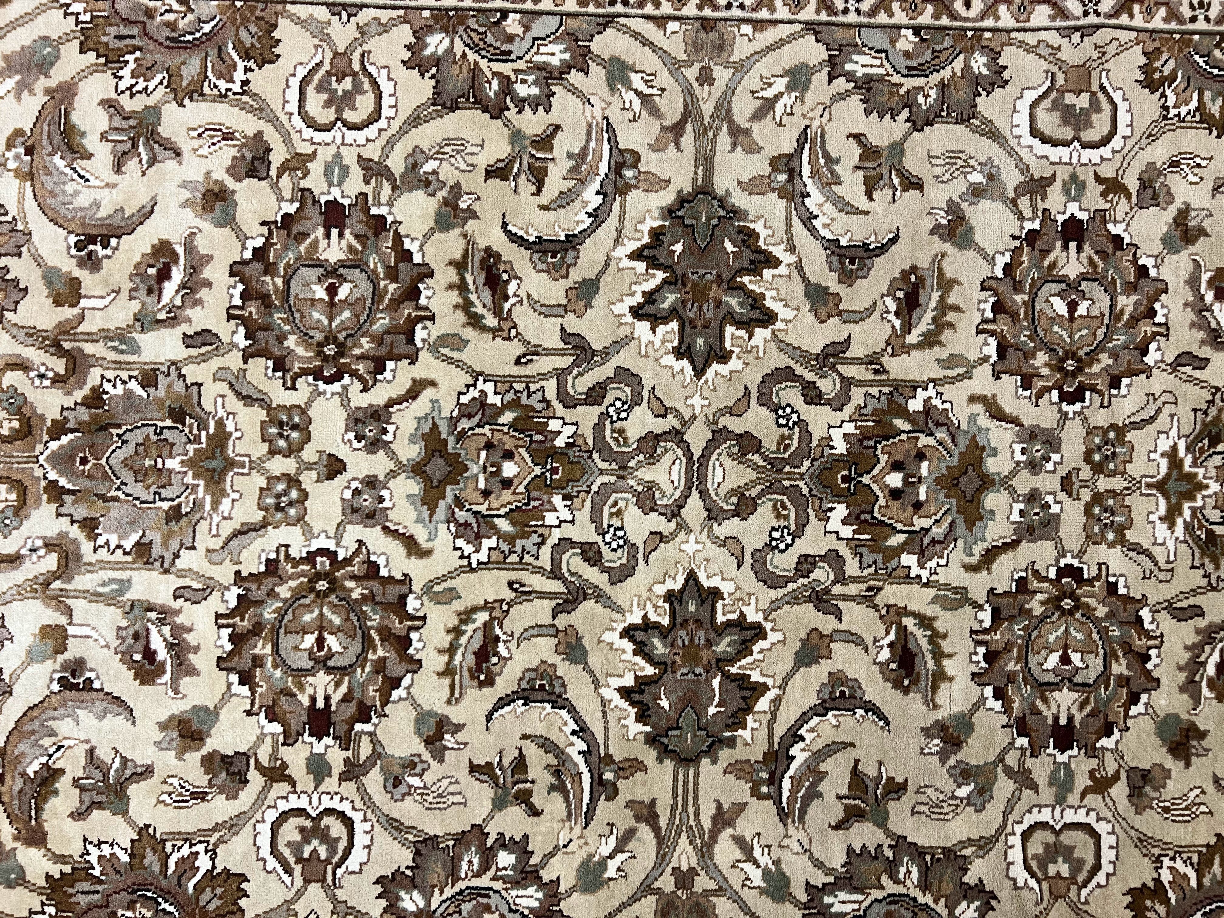 Indo Mahal Rug 6x9, Indian Carpet 6 x 9 ft, Light Green and Ivory, Floral Allover, Wool Oriental Carpet, Traditional Rug, Handmade - Jewel Rugs