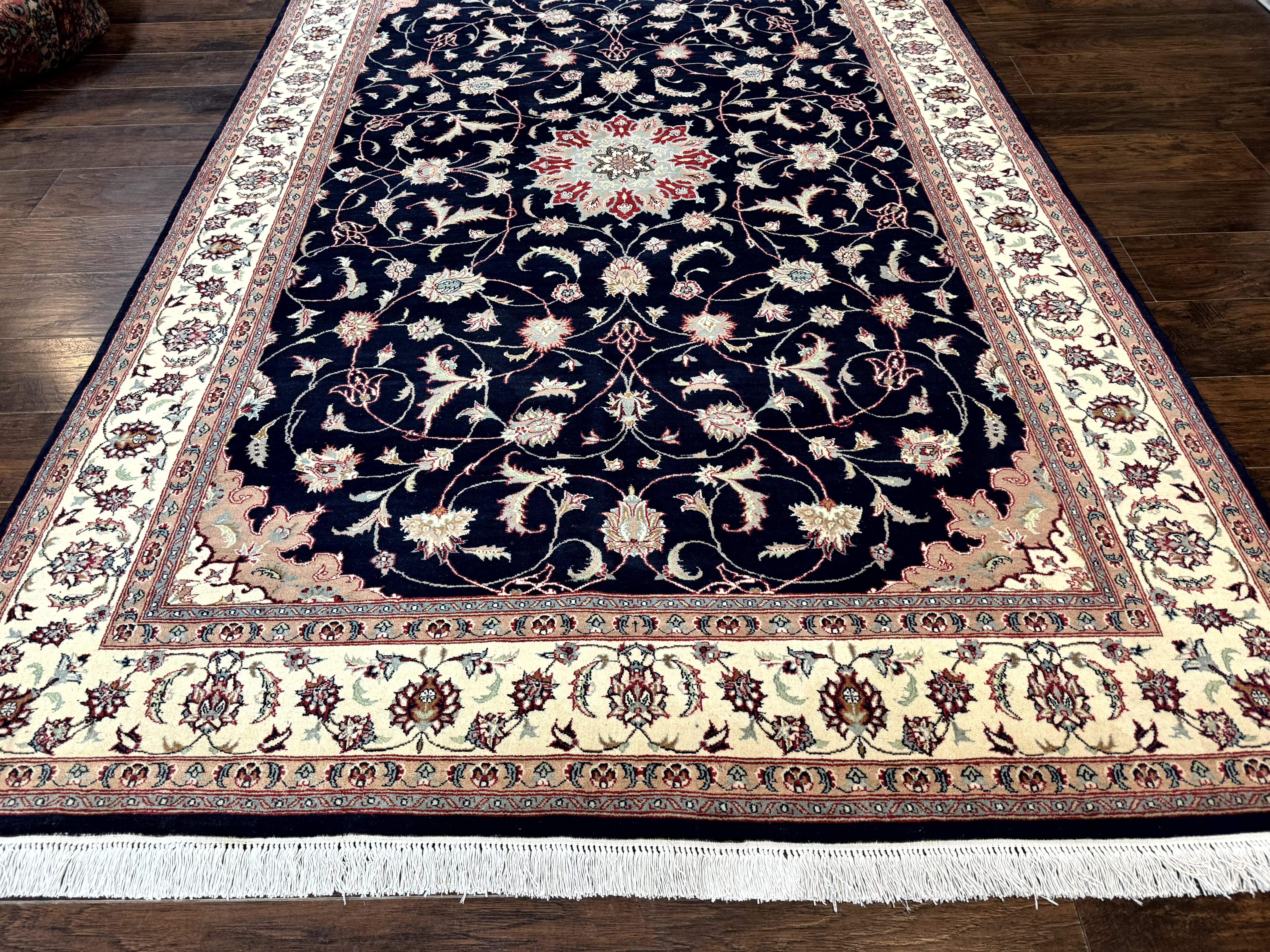 Navy Blue Pak Persian Rug 6x10, Floral Medallion, Traditional Persian Area Rug, Fine 240 KPSI - Jewel Rugs