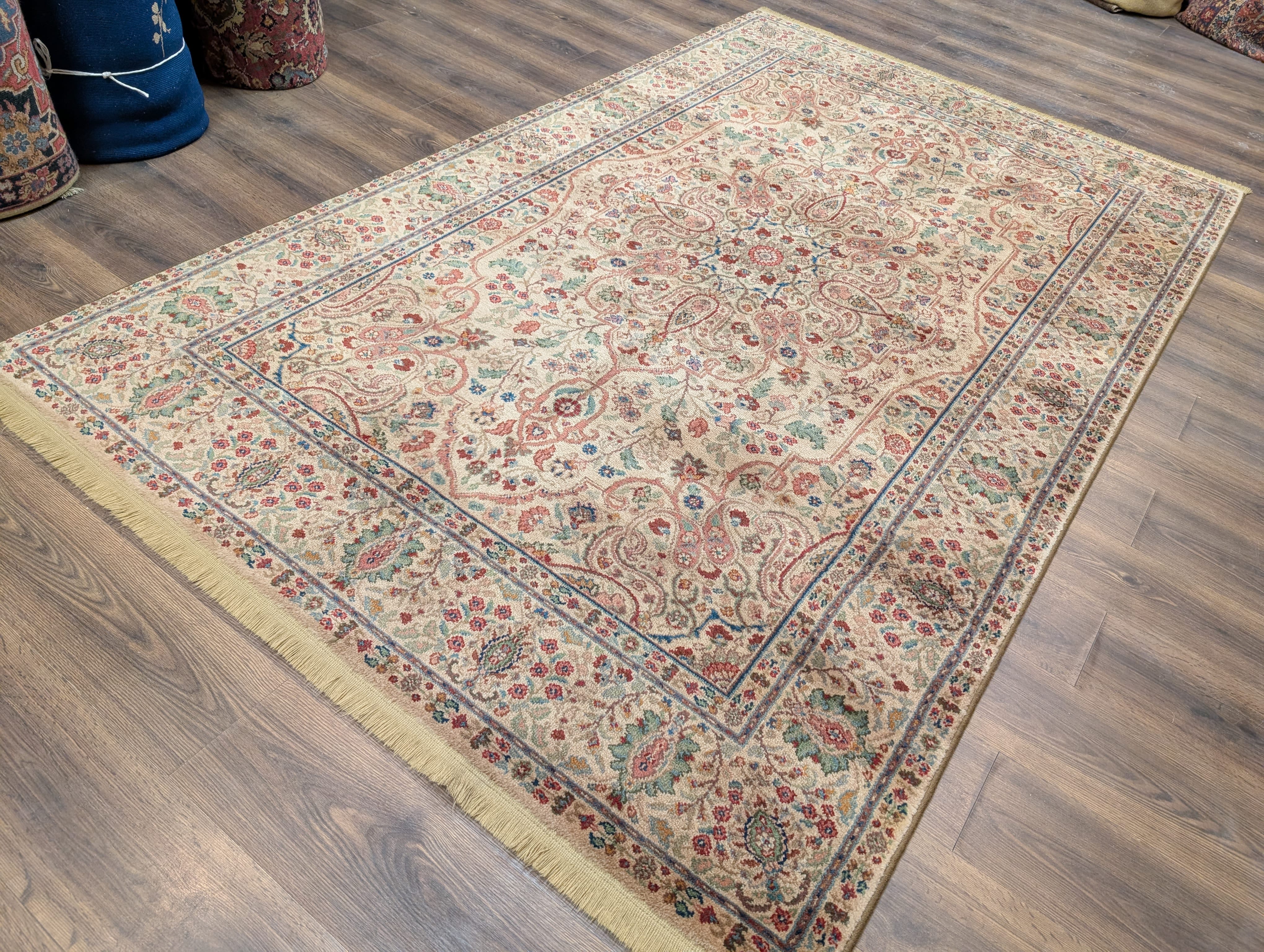 Karastan Rug 5.9 x 9, Tabriz Medallion #900-909, Samovar Teawash, Wool, Vintage - Jewel Rugs