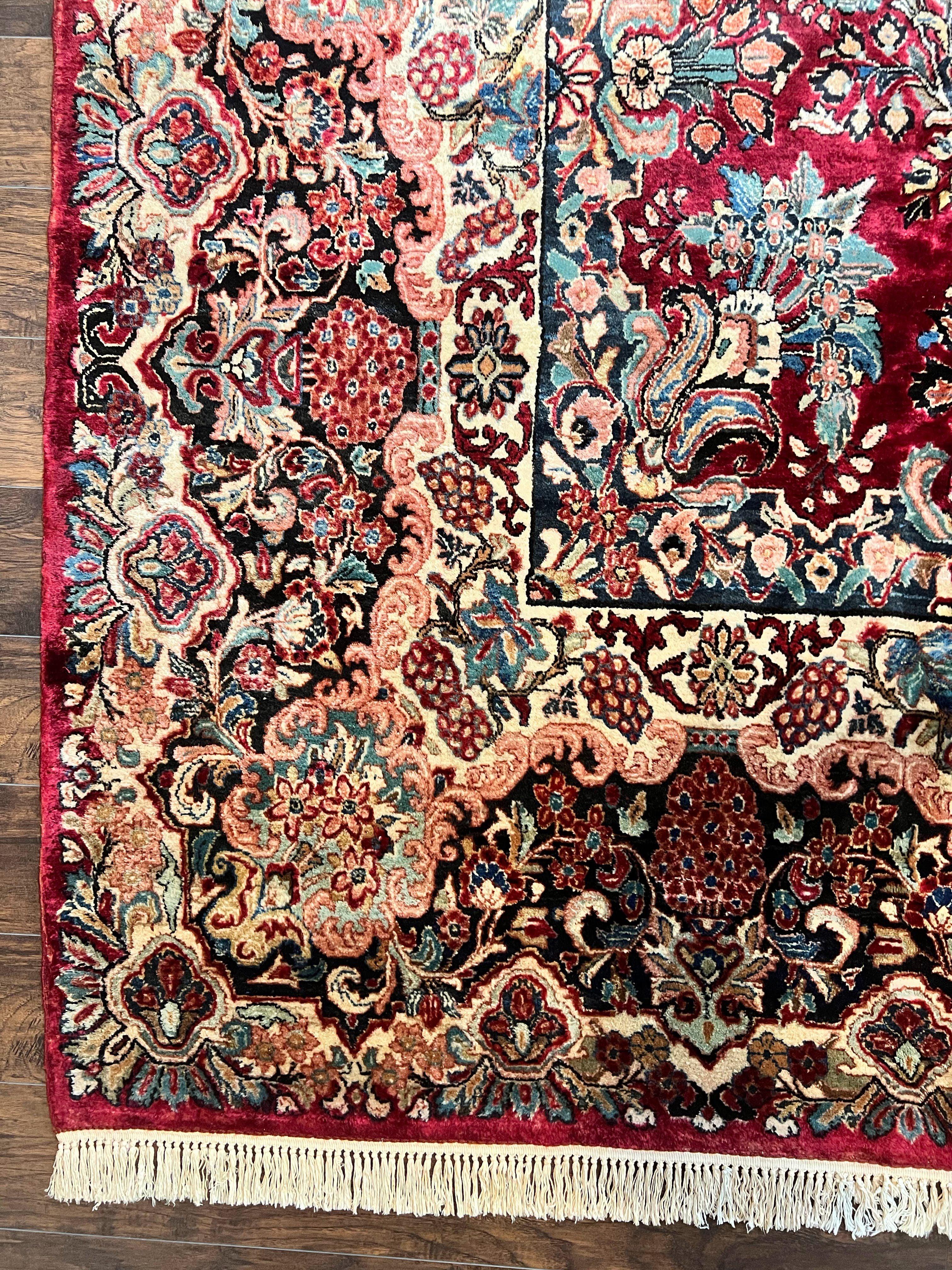Persian Sarouk Rug 12x17, Wool Hand Knotted Antique Carpet, Dark Red, Traditional Floral Oriental Rug, 12 x 17 Extra Large Handmade Rug - Jewel Rugs