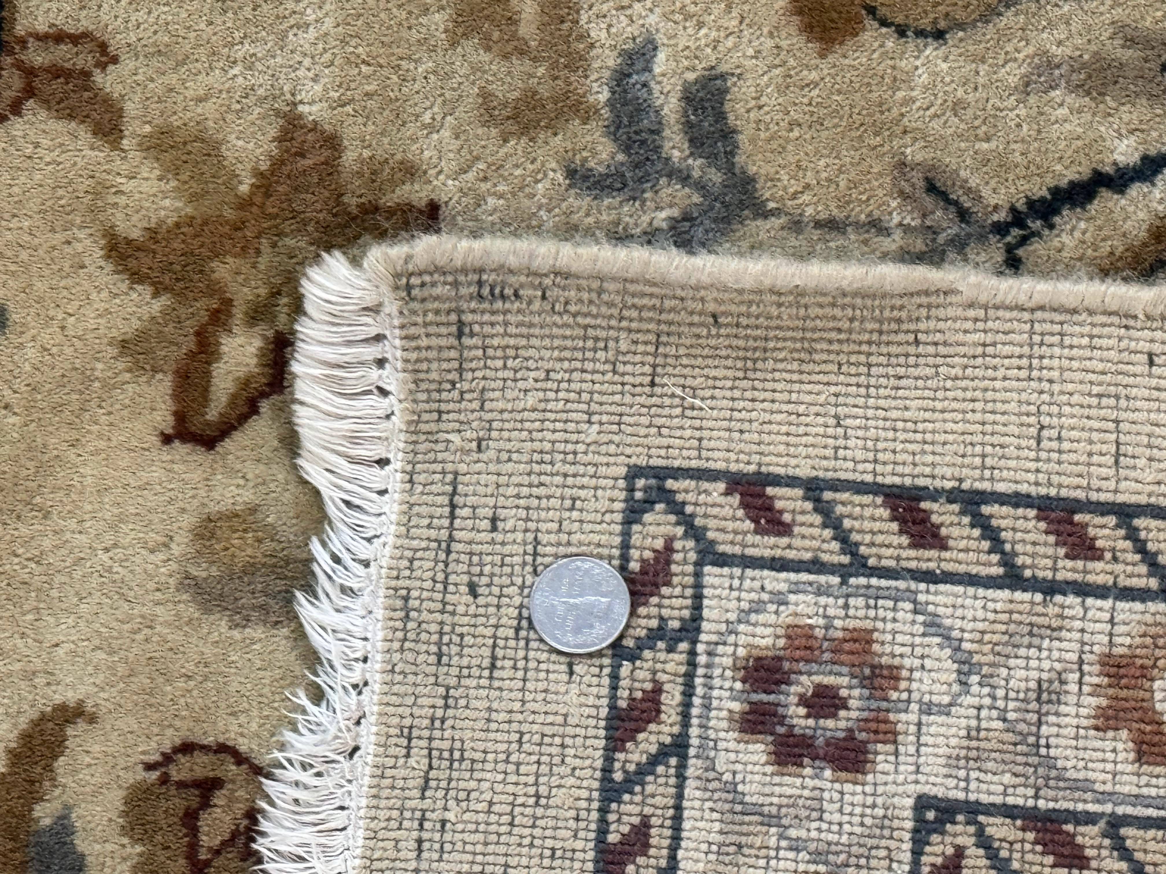 Indo Persian Rug 8x11, Beige, Handmade Vintage Traditional Carpet - Jewel Rugs