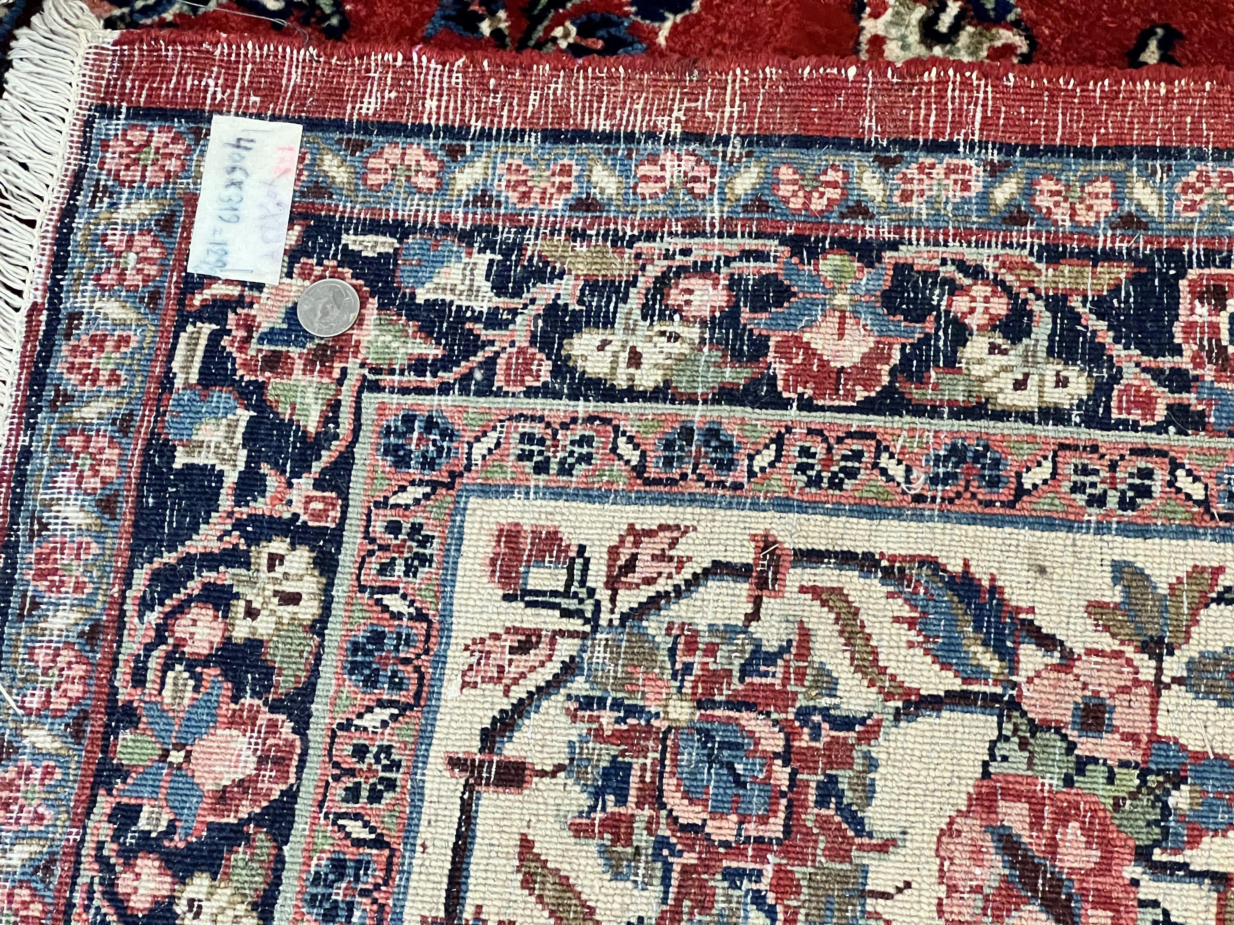 Persian Sarouk Rug 11x13, Wool Hand Knotted Antique Carpet, Red Ivory Traditional Handmade Large Oriental Area Rug 11 x 13, Floral Medallion - Jewel Rugs