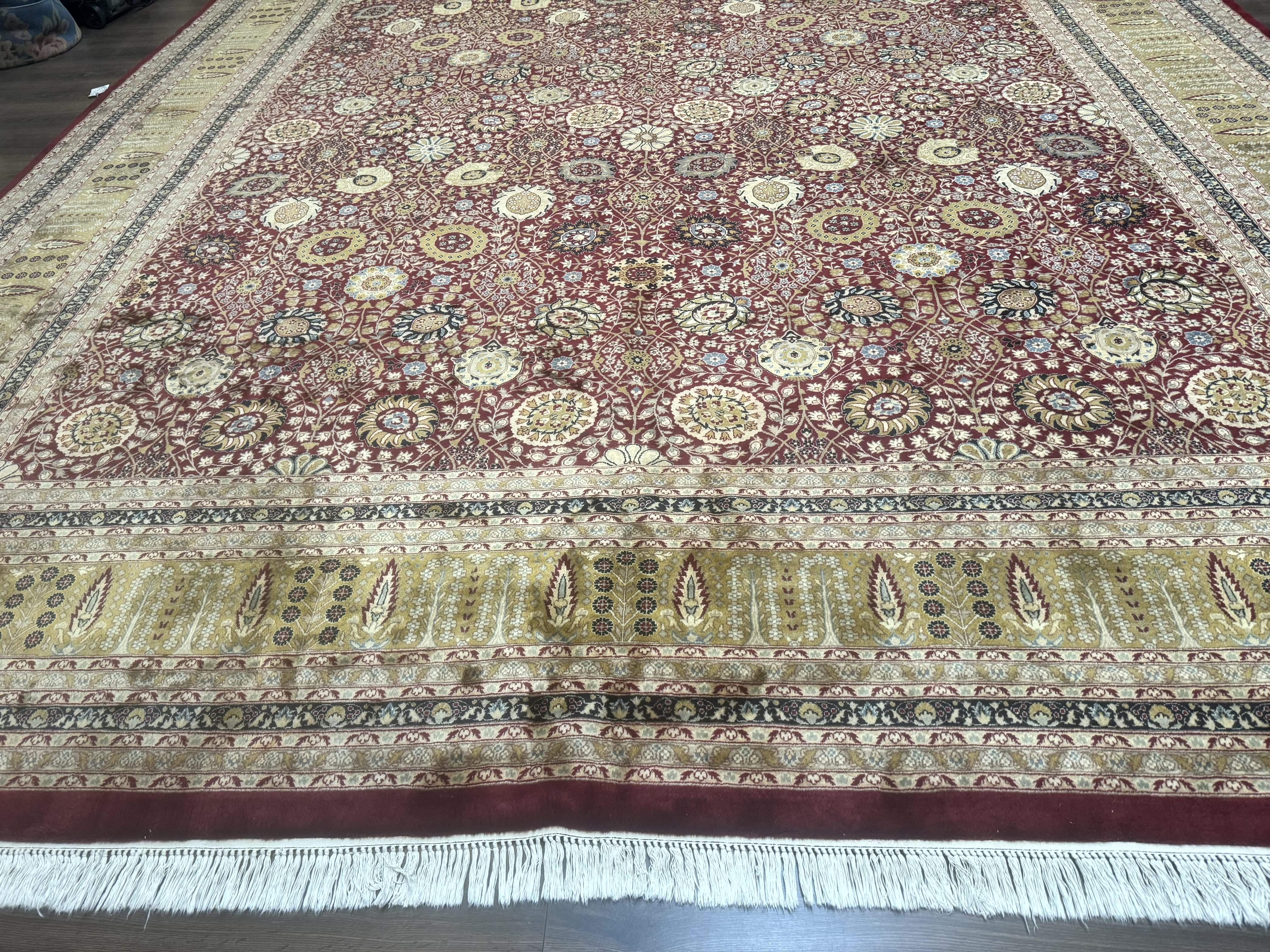 Palace Size Pak Persian Rug 12x15, Brick Red, Allover Pattern, Handmade Oversized Wool Oriental Carpet, Large Area Rug, Fine 225 KPSI - Jewel Rugs