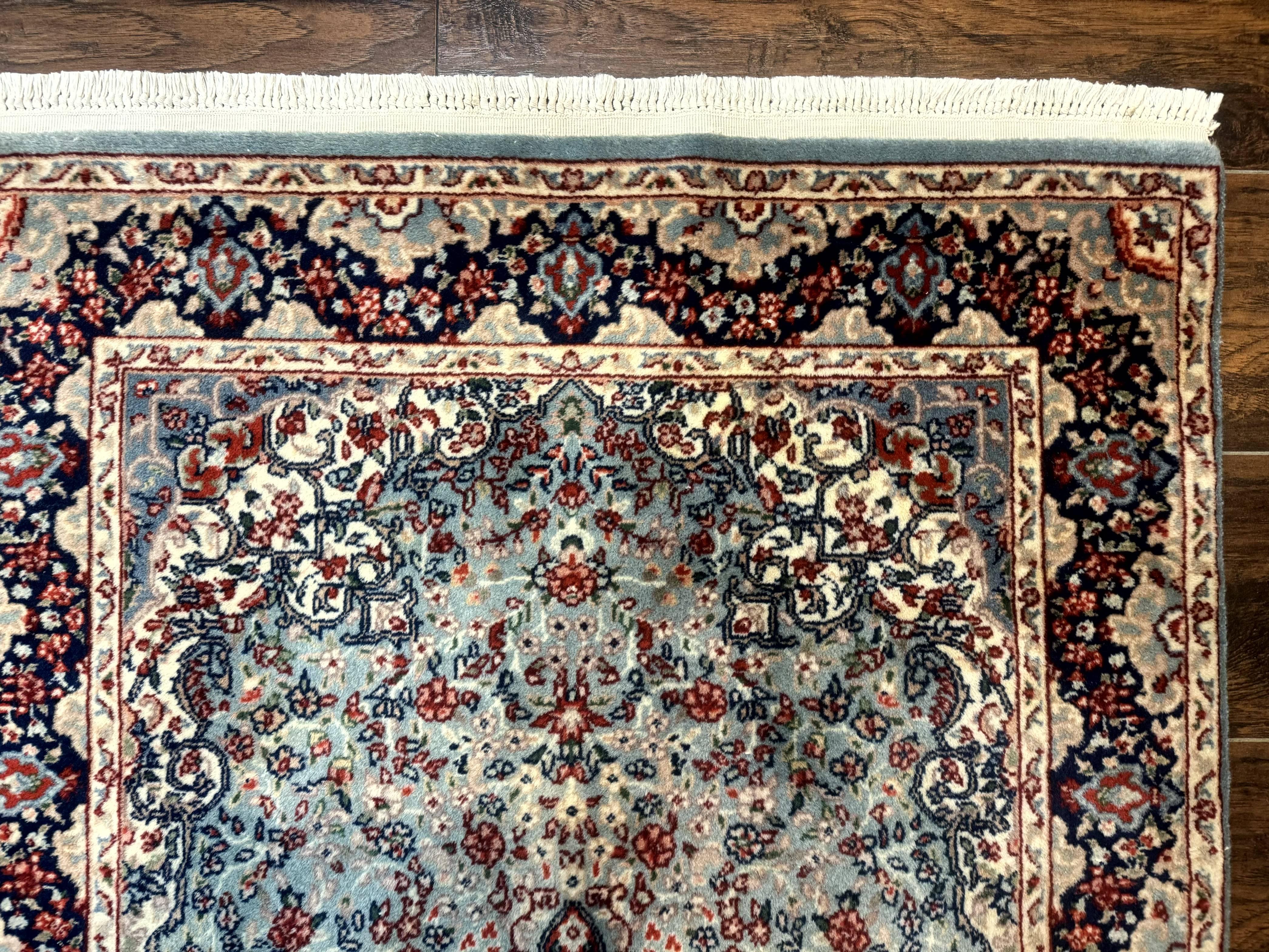 Indo Persian Kerman Rug 3x5, Light Blue, Floral Medallion - Jewel Rugs