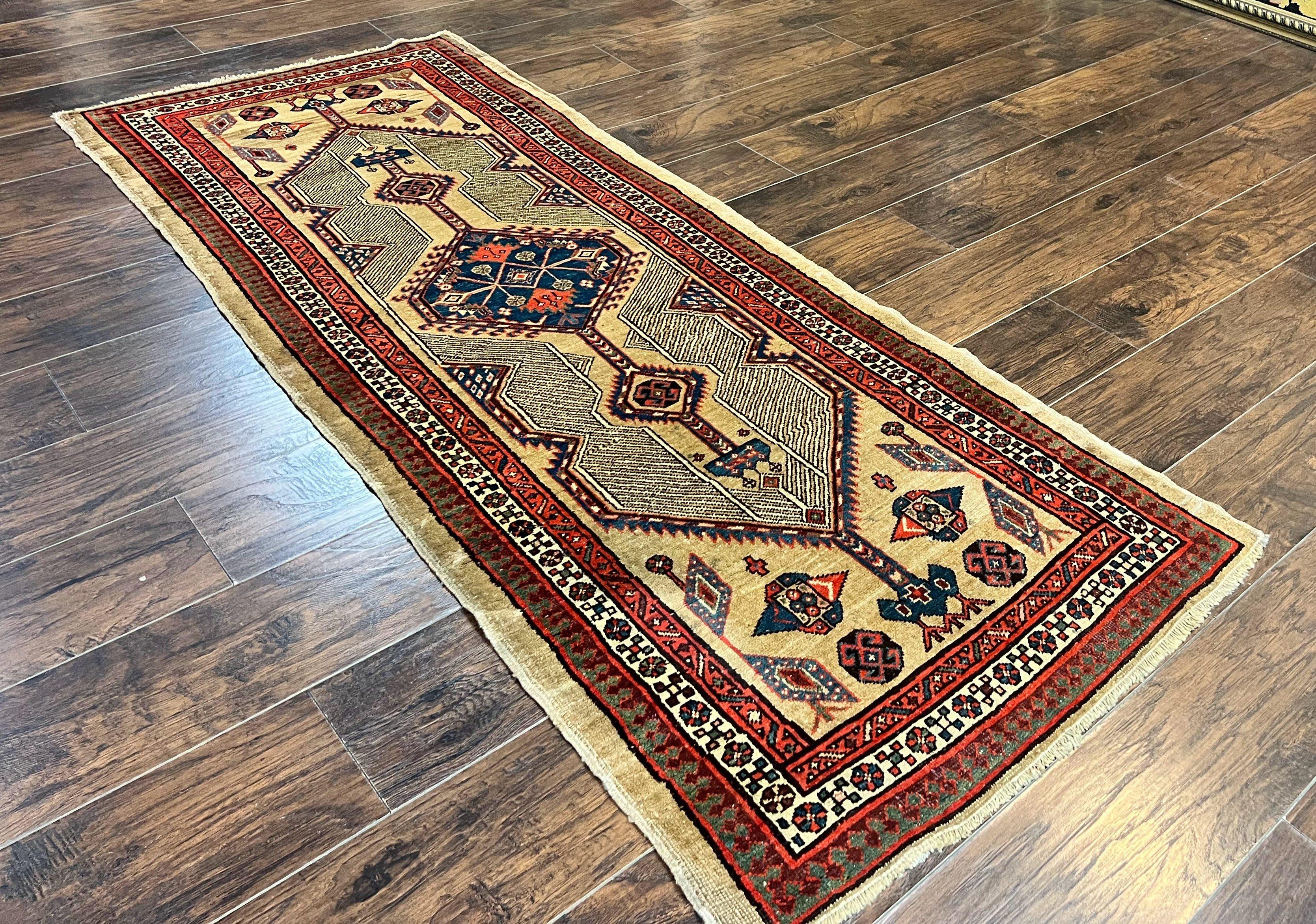 Antique Persian Runner 3 x 7, Camel Hair Runner 3x7 ft, Handmade Hallway Rug, Geometric Design, Tribal Rug, Persian Sarab Rug 3x7 - Jewel Rugs