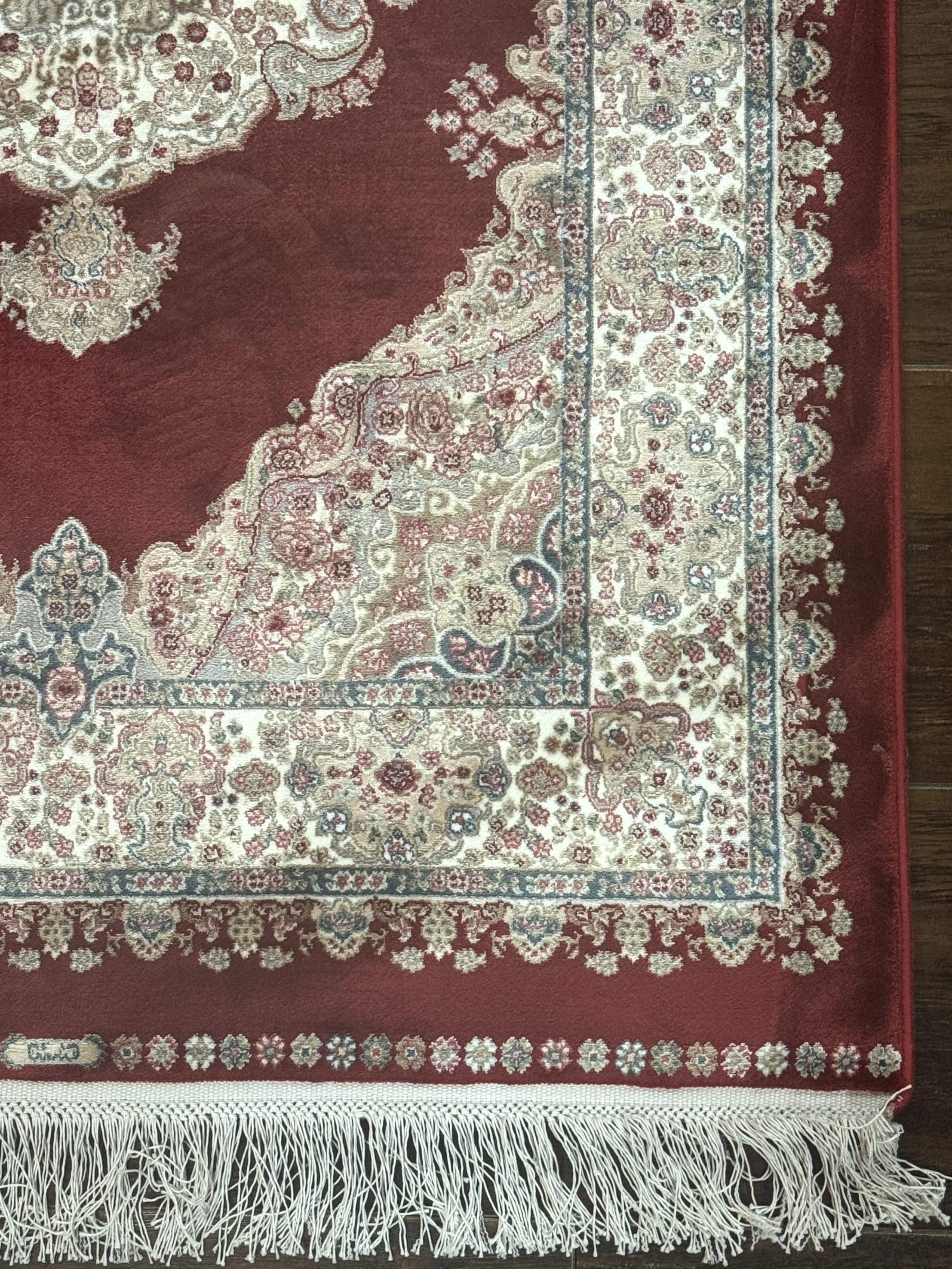 Turkish Silk Rug 2.6 x 4, Medallion, Dark Red, Fine, Bamboo Silk - Jewel Rugs